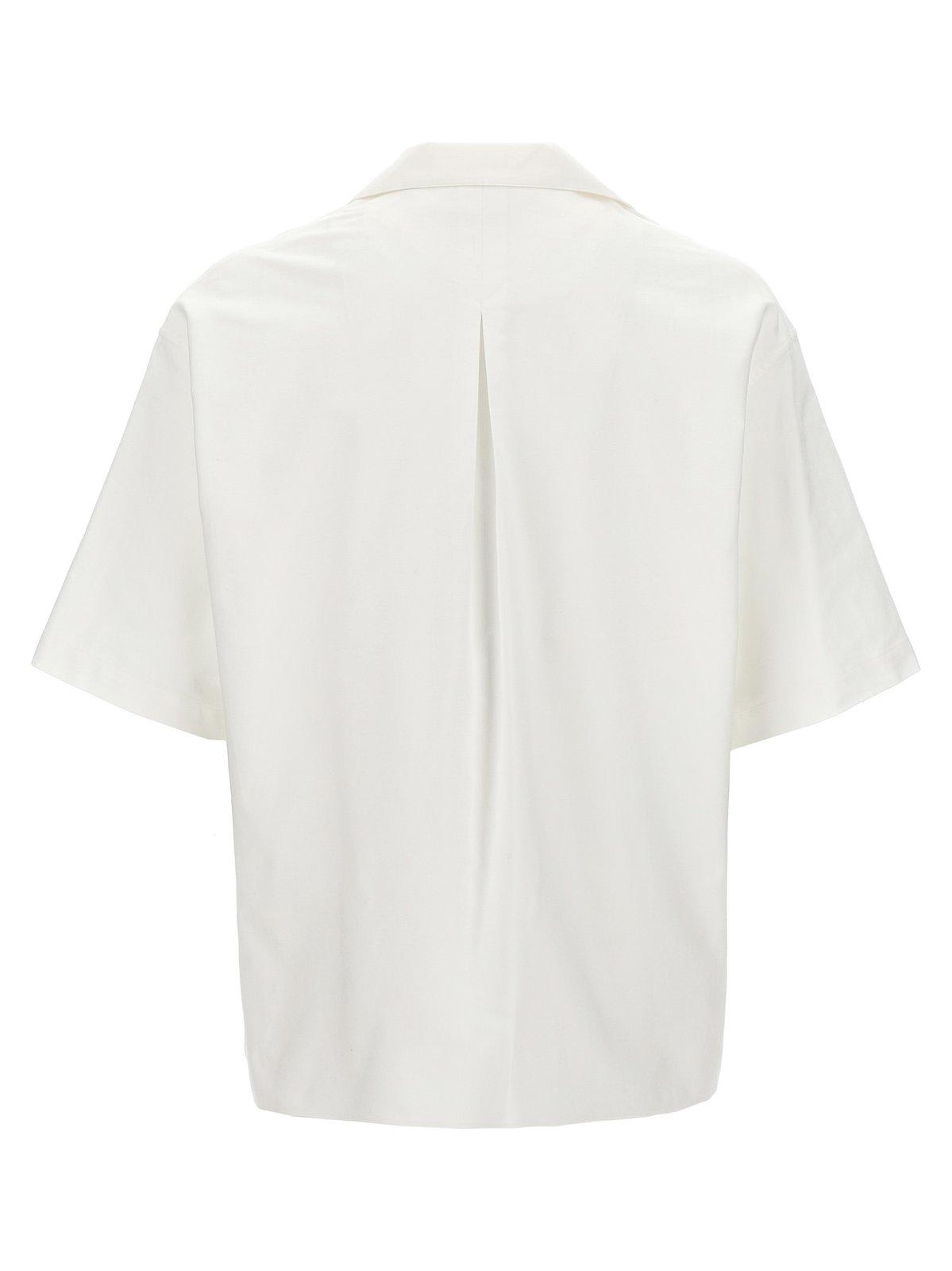 Shop Kenzo Logo Patch Collared Short-sleeve Shirt In White