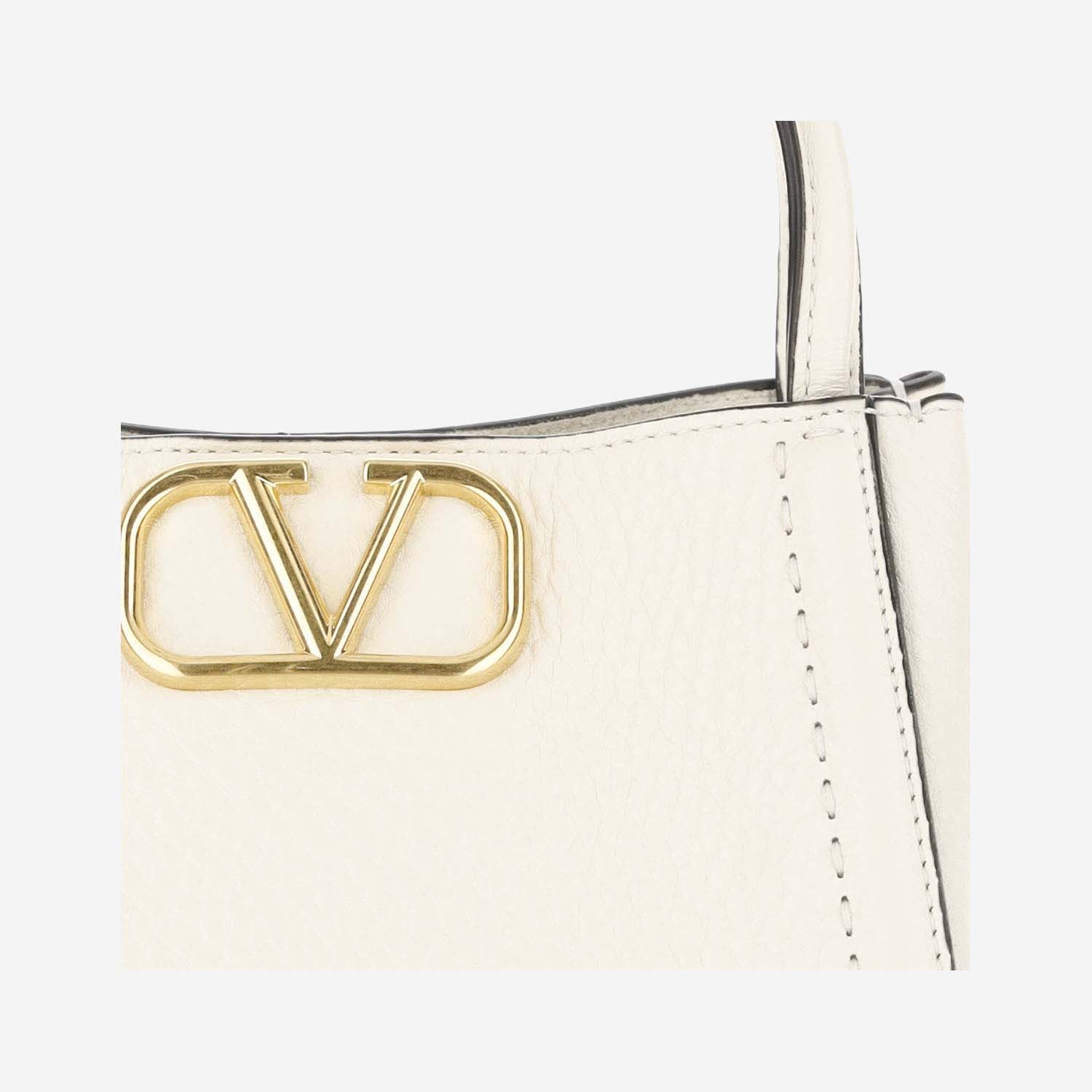 Shop Valentino Alltime Small Handbag Made Of Grained Calf Leather In White