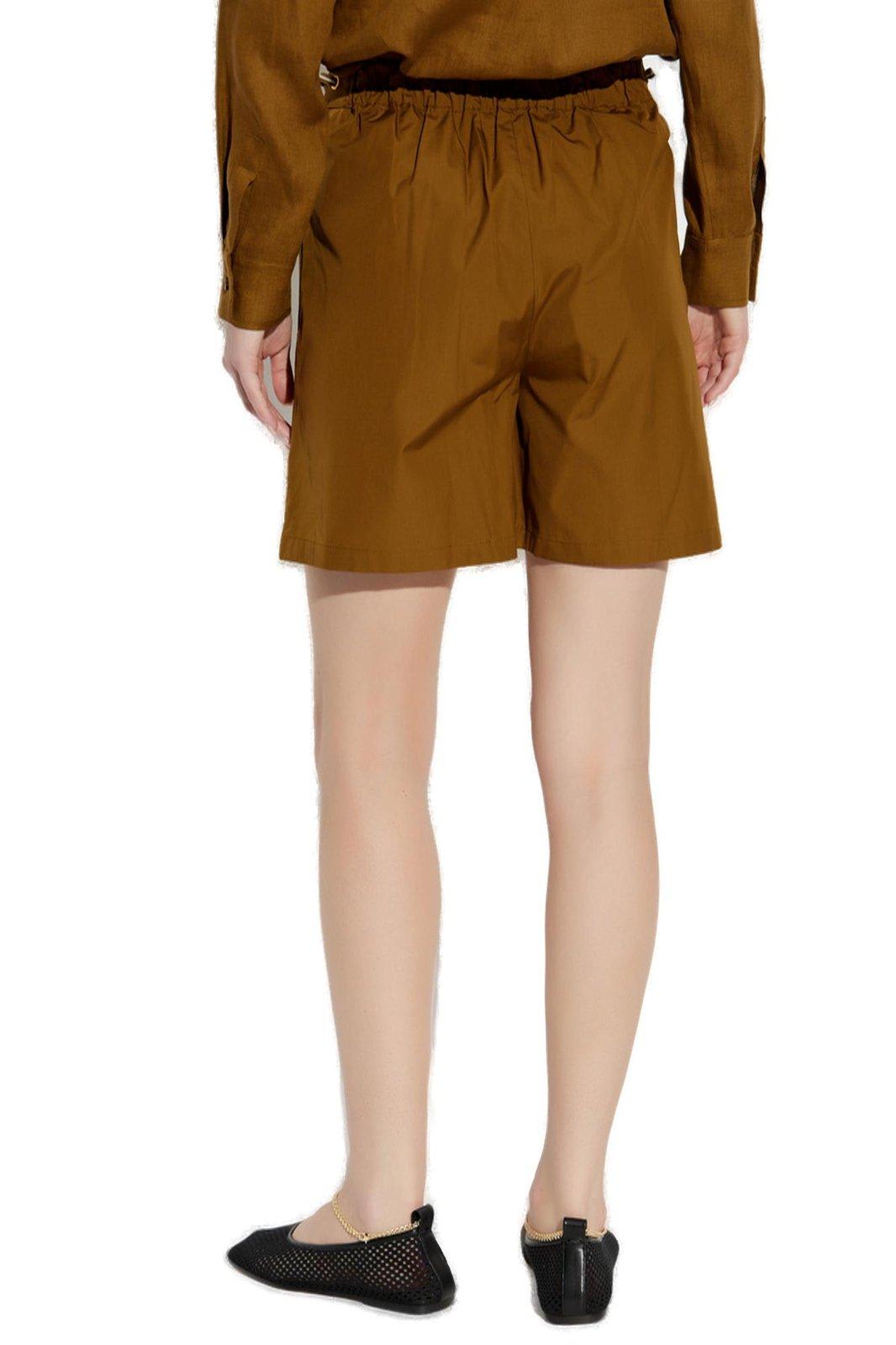 Max Mara Haway Mini Shorts With Side Drawstring In Brown
