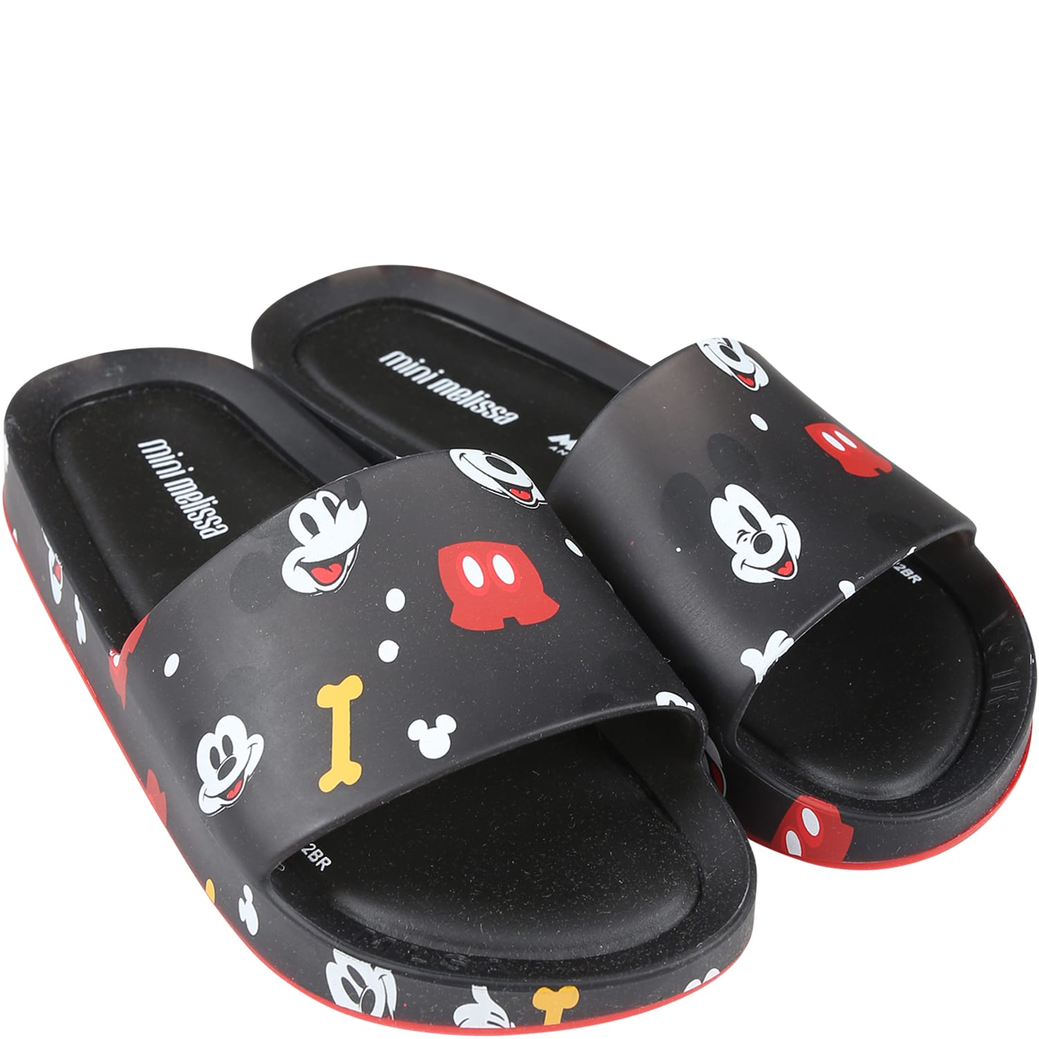 Shop Melissa Black Slippers For Kids With Micki Mouse