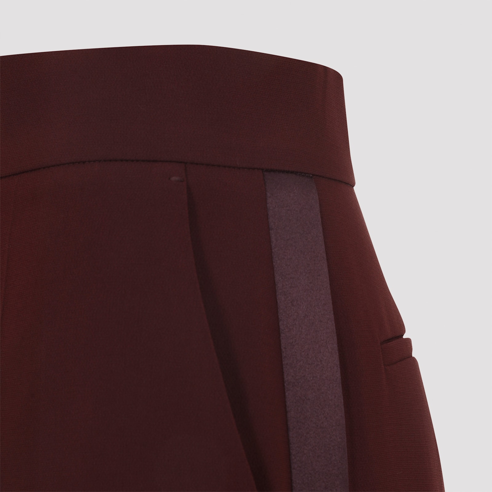 Max Mara Wide Leg High Waist Trousers With Side Stripe In Burgundy