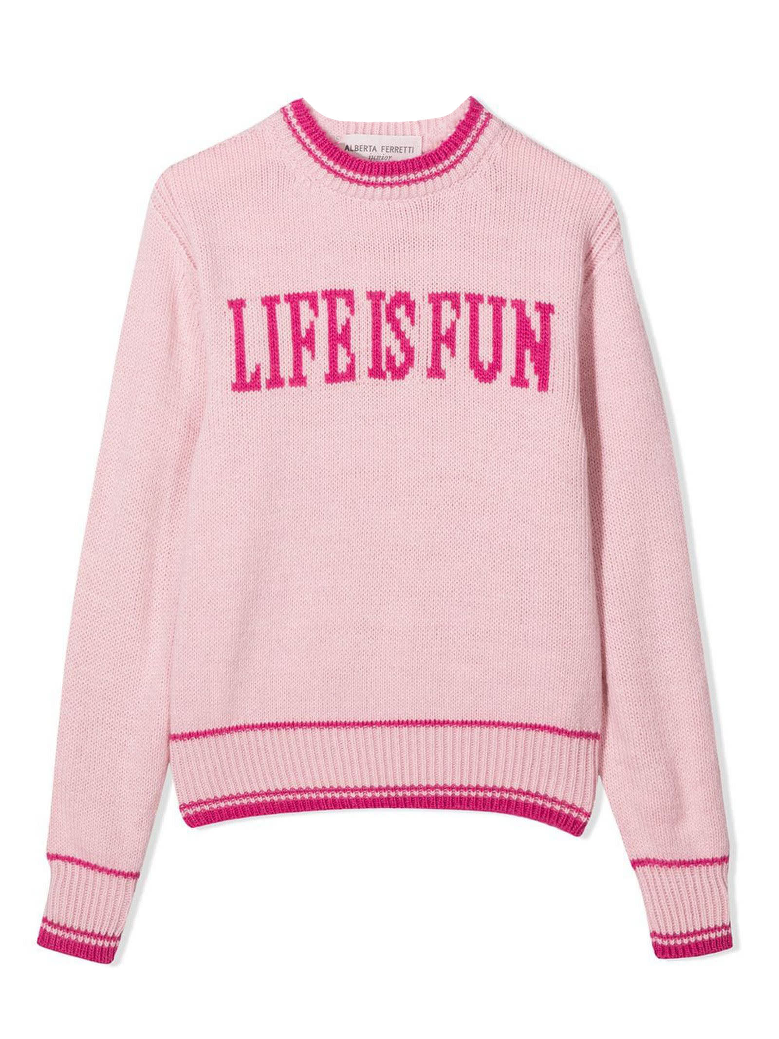 Alberta Ferretti Pink Life Is Fun Intarsia Jumper