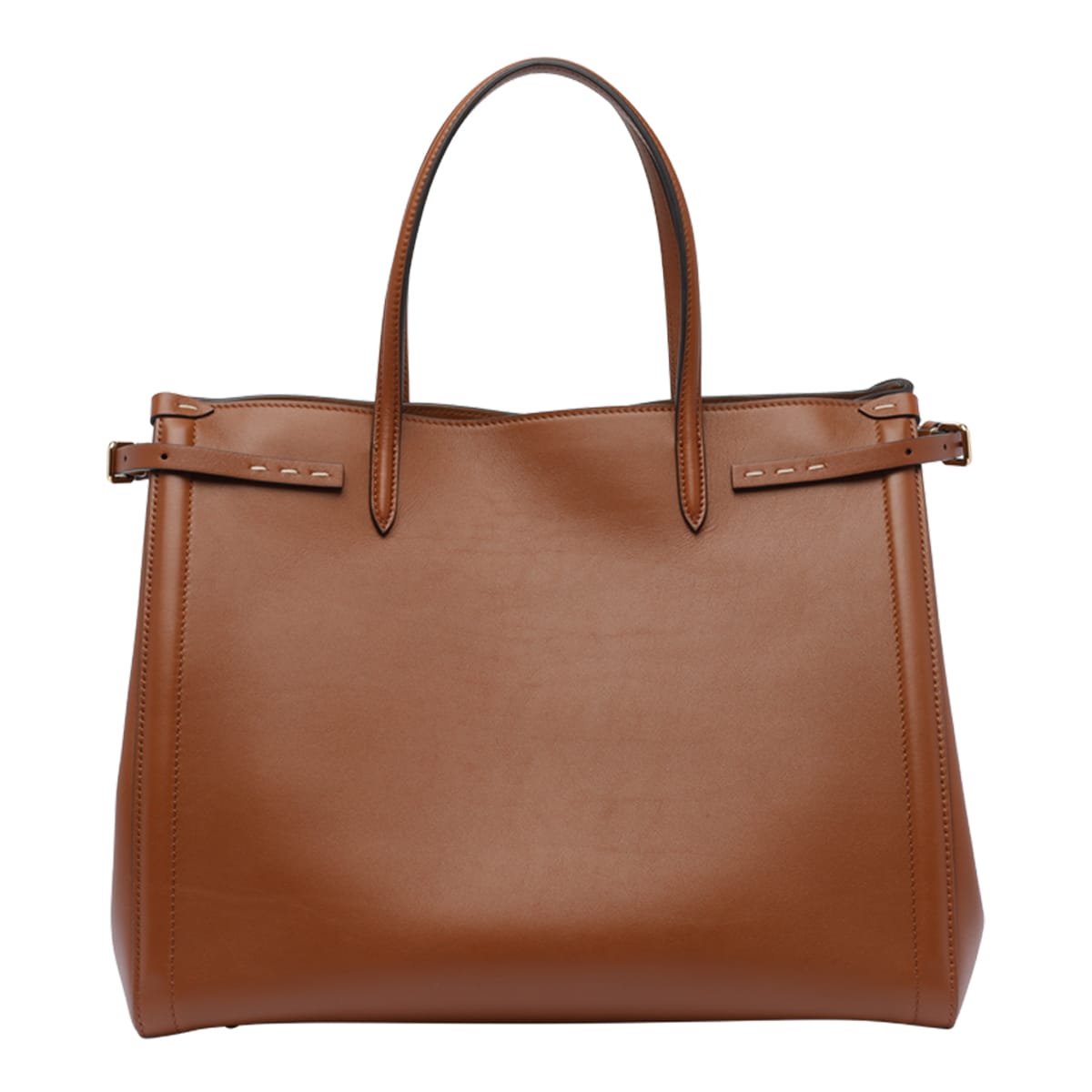 Valentino Medium Antibes Shopping Bag Leather Model In Brown