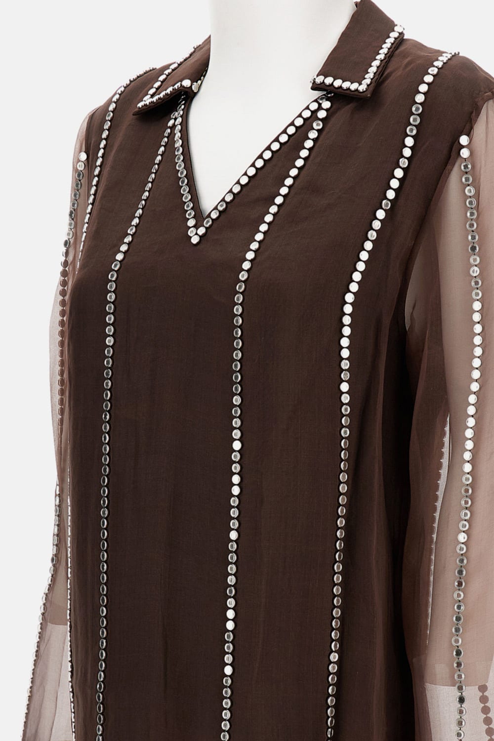Wales Bonner V-neck Stud-embellished Blouse In Brown