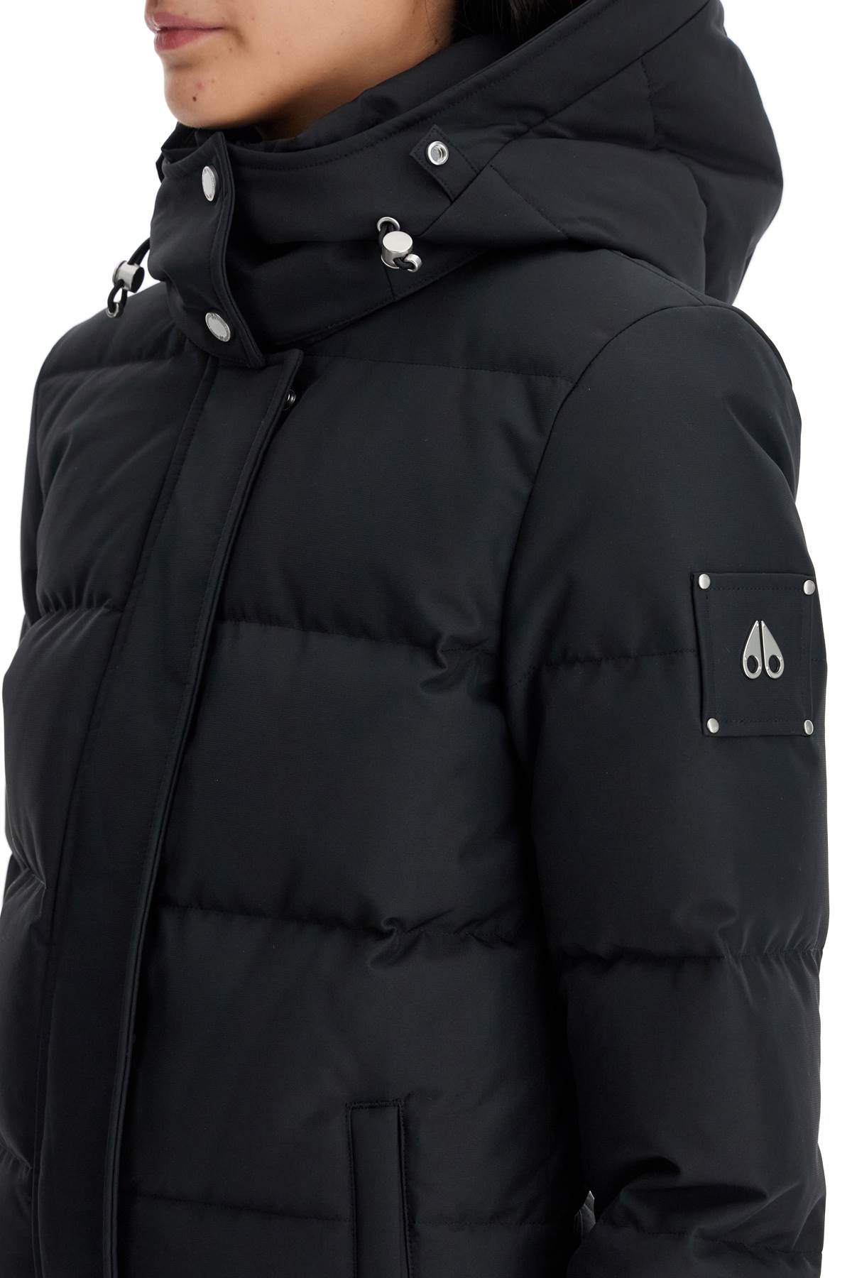 Shop Moose Knuckles Cloud 3q Down Jacket With She In Blk W/blk Sh (black)