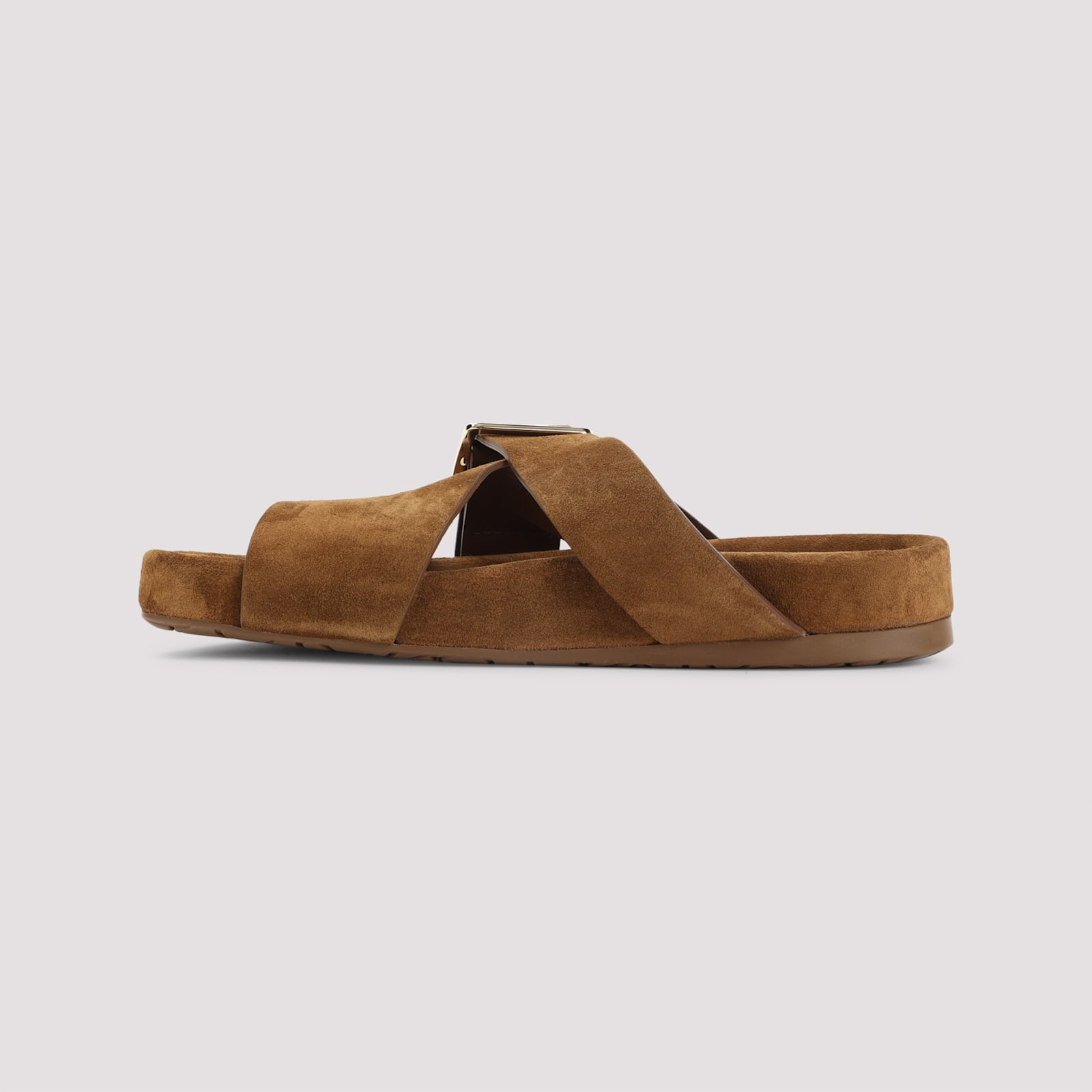 Loewe Slide Sandals With Asymmetric Round Toe In Brown