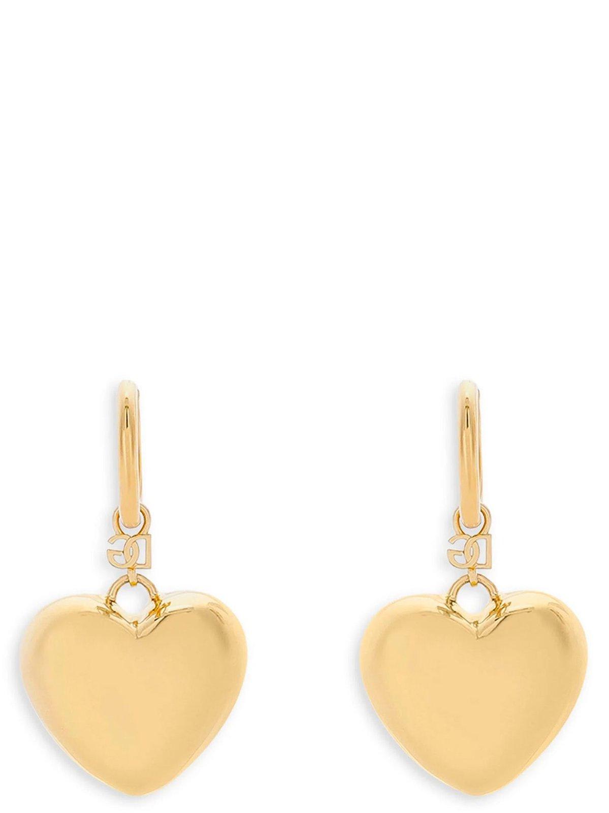 Shop Dolce & Gabbana Heart Drop Earrings In Golden