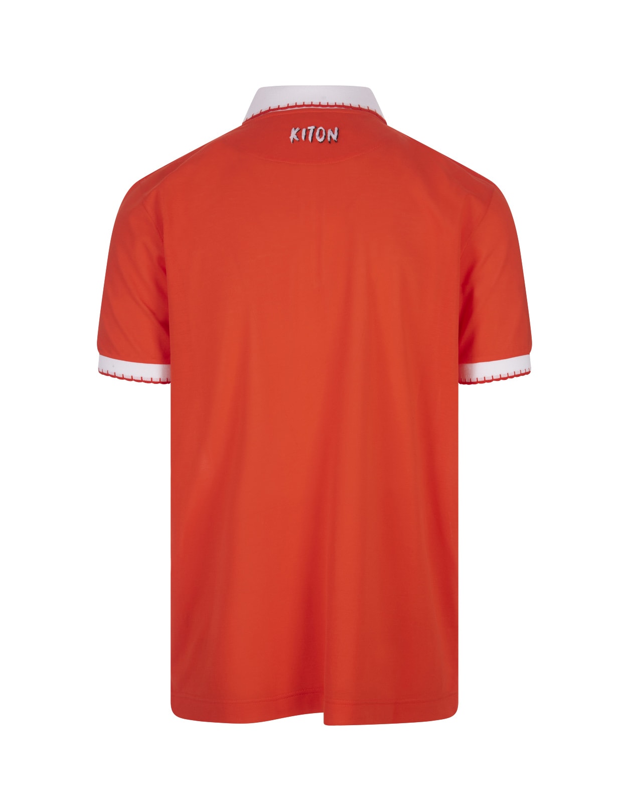 Shop Kiton Orange Piqué Polo Shirt With Zip