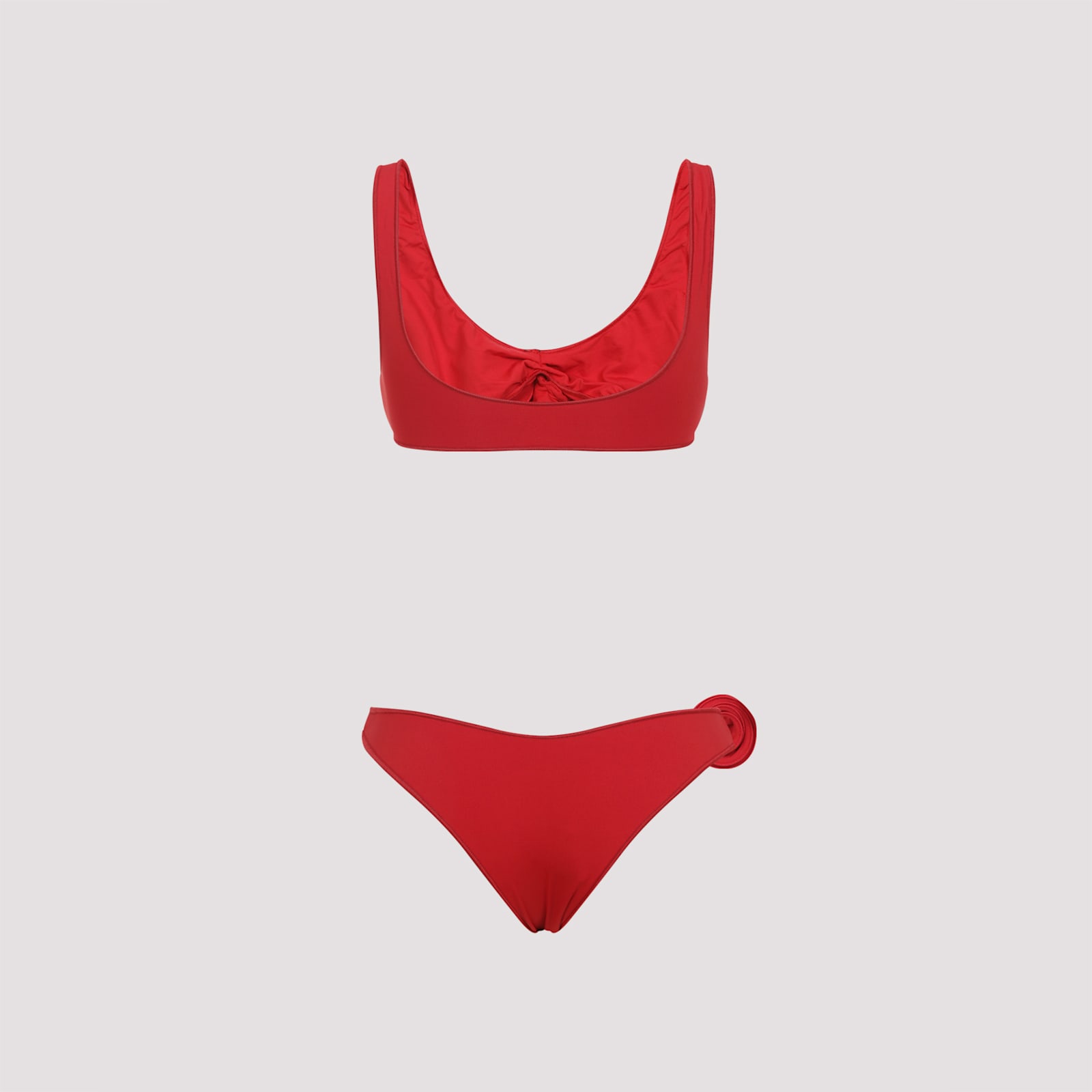 La Reveche Nuha Floral-applique Bikini In Red