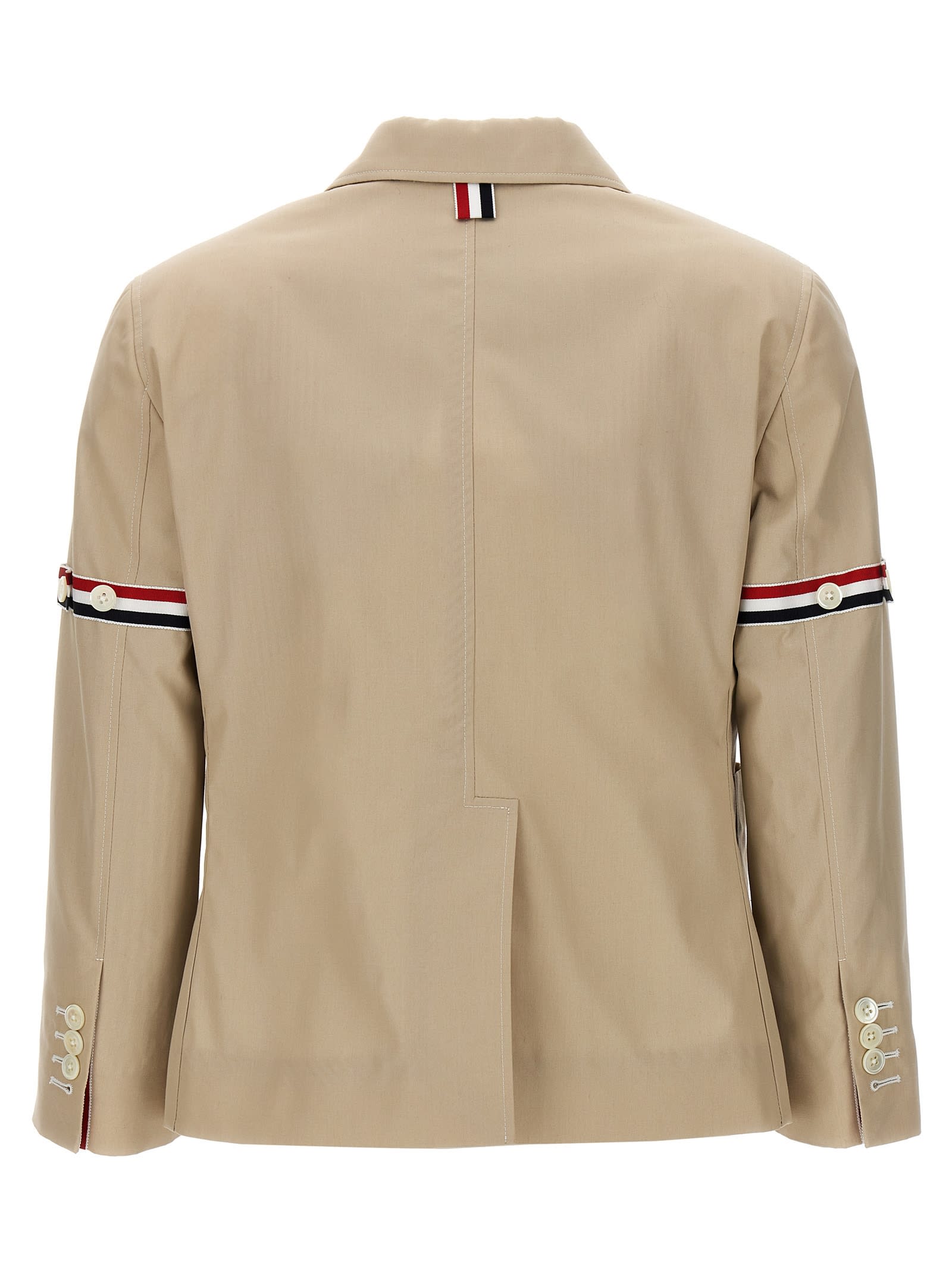 Shop Thom Browne Cropped Sack Patch Pocket Sportcoat Blazer In Beige