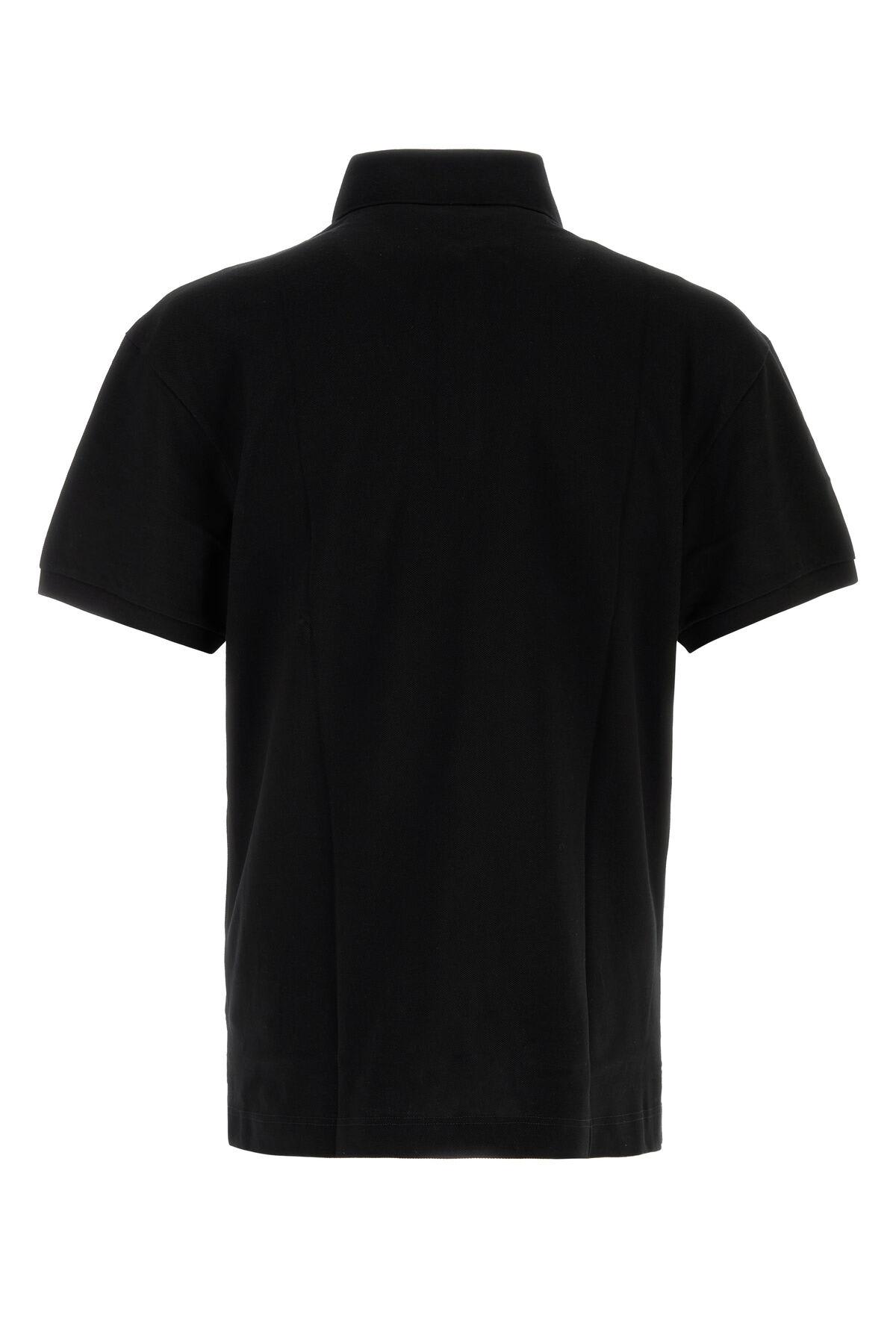 Shop Palm Angels Black Piquet Polo Shirt In Nero