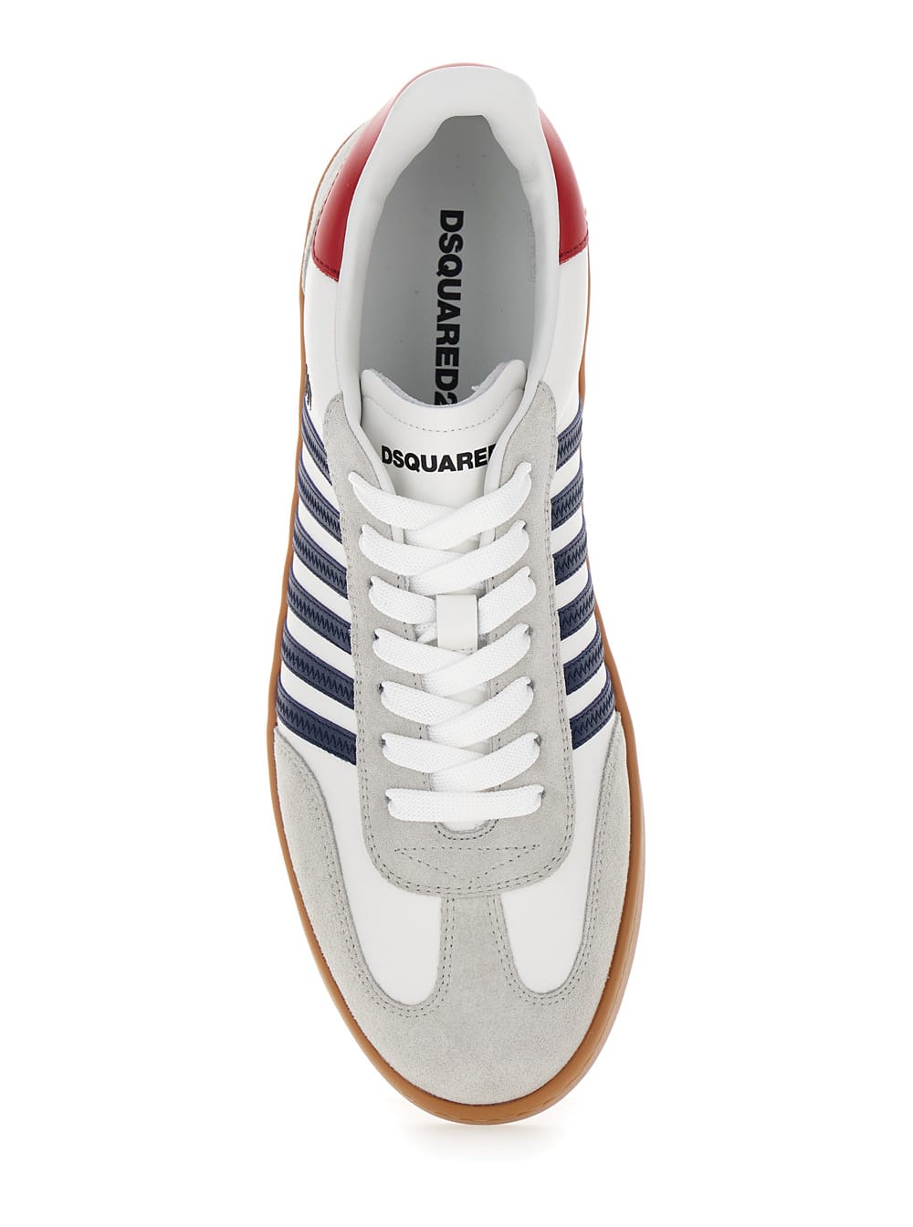 Shop Dsquared2 Multicolor Low Top Sneakers With Contrasting Bands In Leather Man