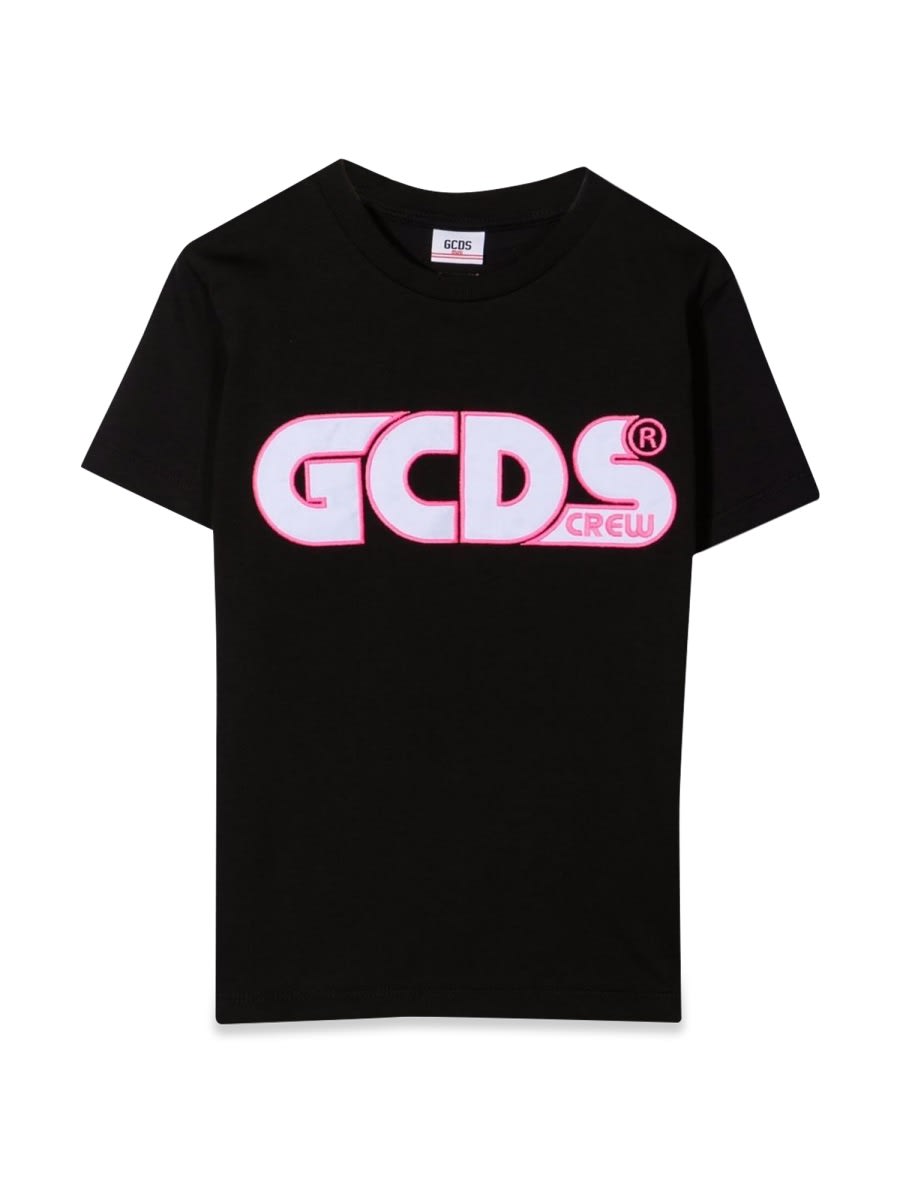 Gcds Kids' Oversize Jersey T-shirt Girl In Black