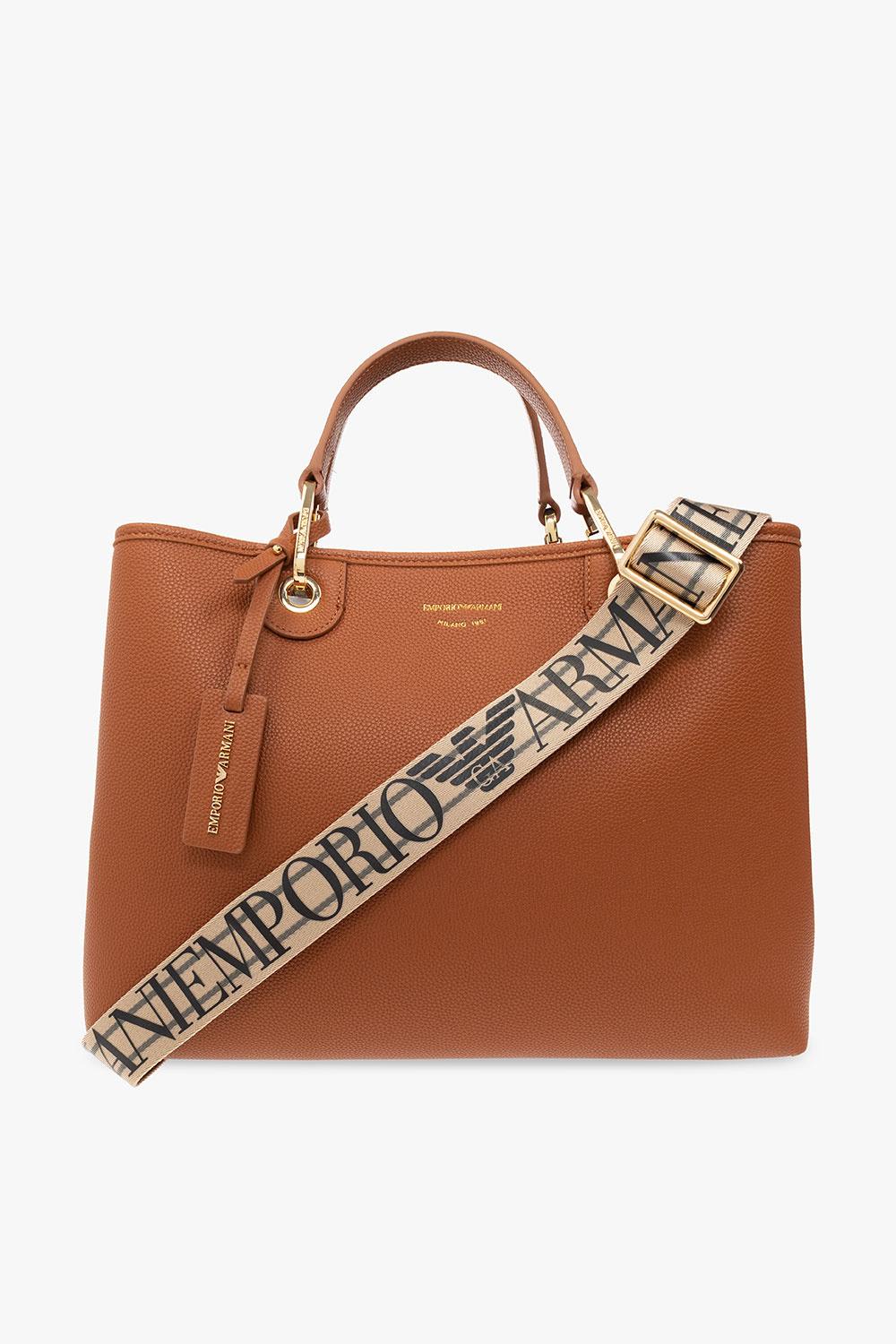 Shop Emporio Armani Myea Medium Shopper Bag In Leather