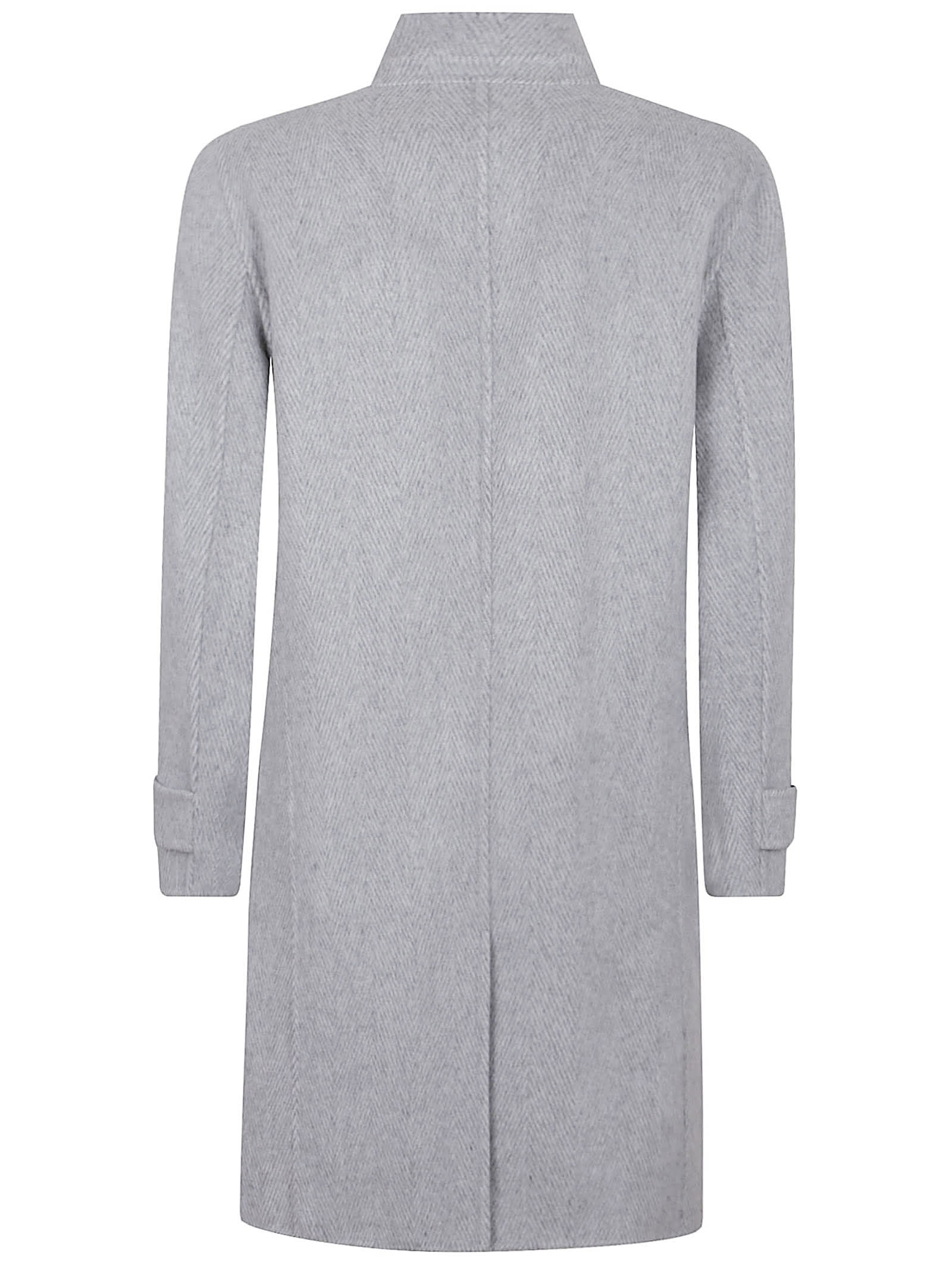 Eleventy Wool-cashmere Blend Coat With Stand Collar In Gray