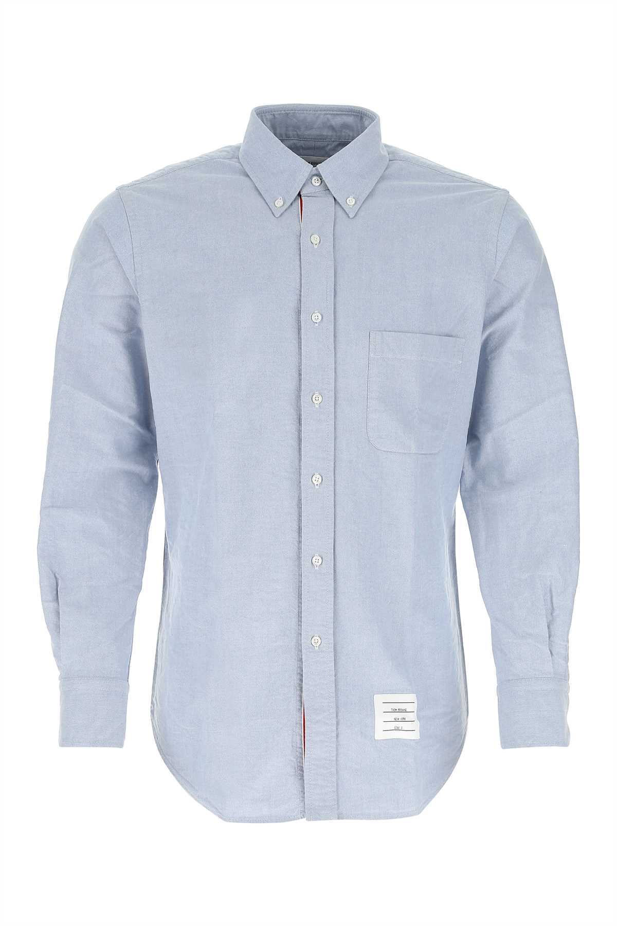 Shop Thom Browne Melange Light Blue Cotton Shirt In Lightblue