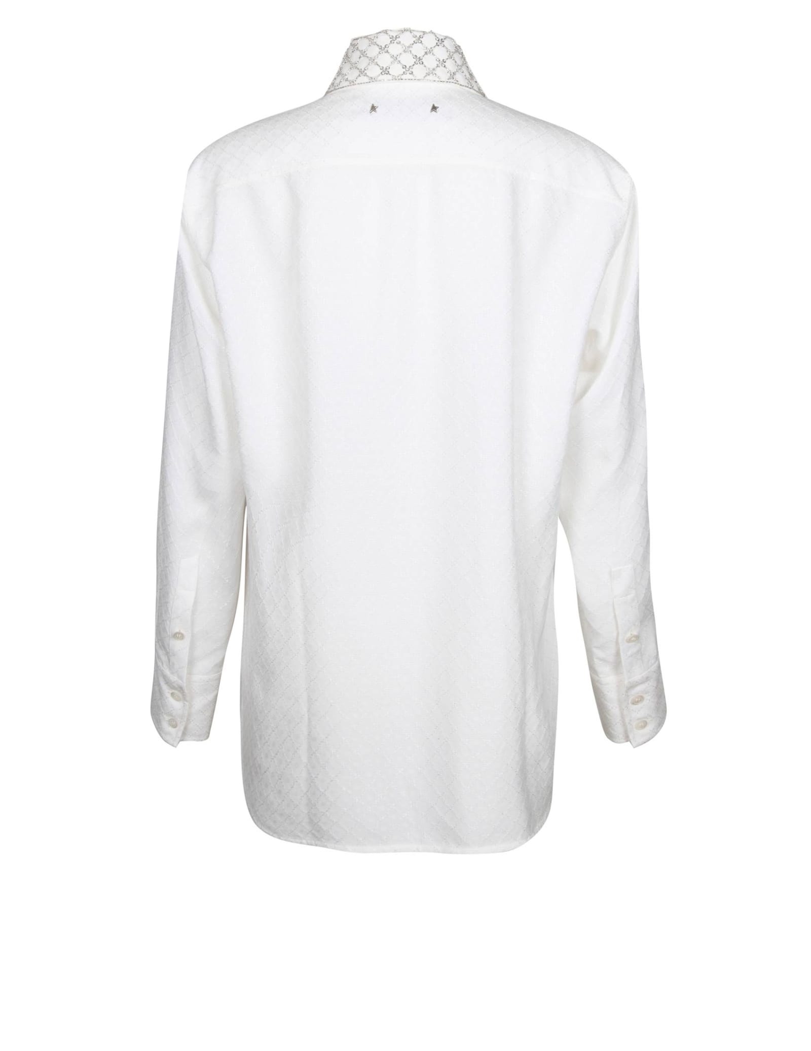 Shop Golden Goose Viscose Shirt With Applied Stones In Antique White