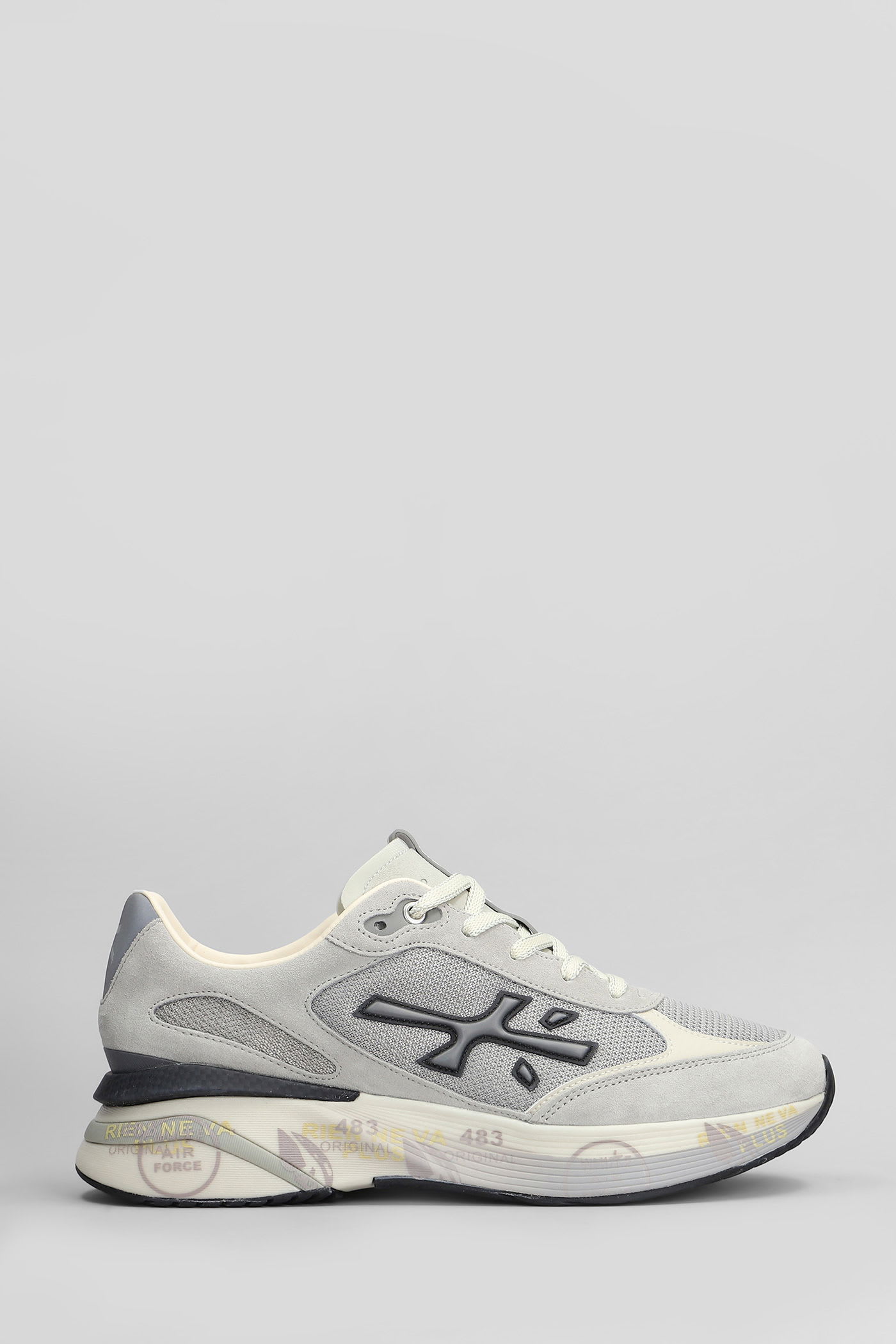 Moerun Sneakers In Grey Suede And Fabric