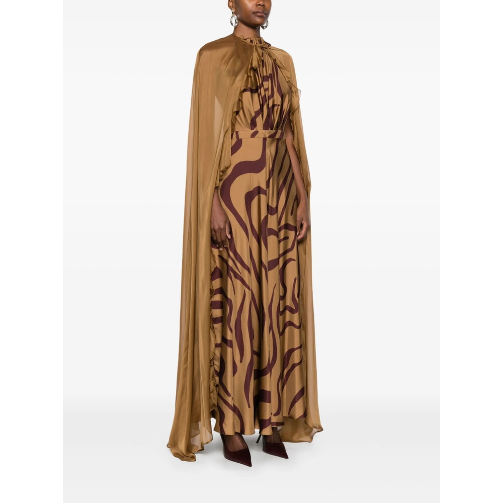 Raquel Diniz Ruffled Cape Coat In Brown