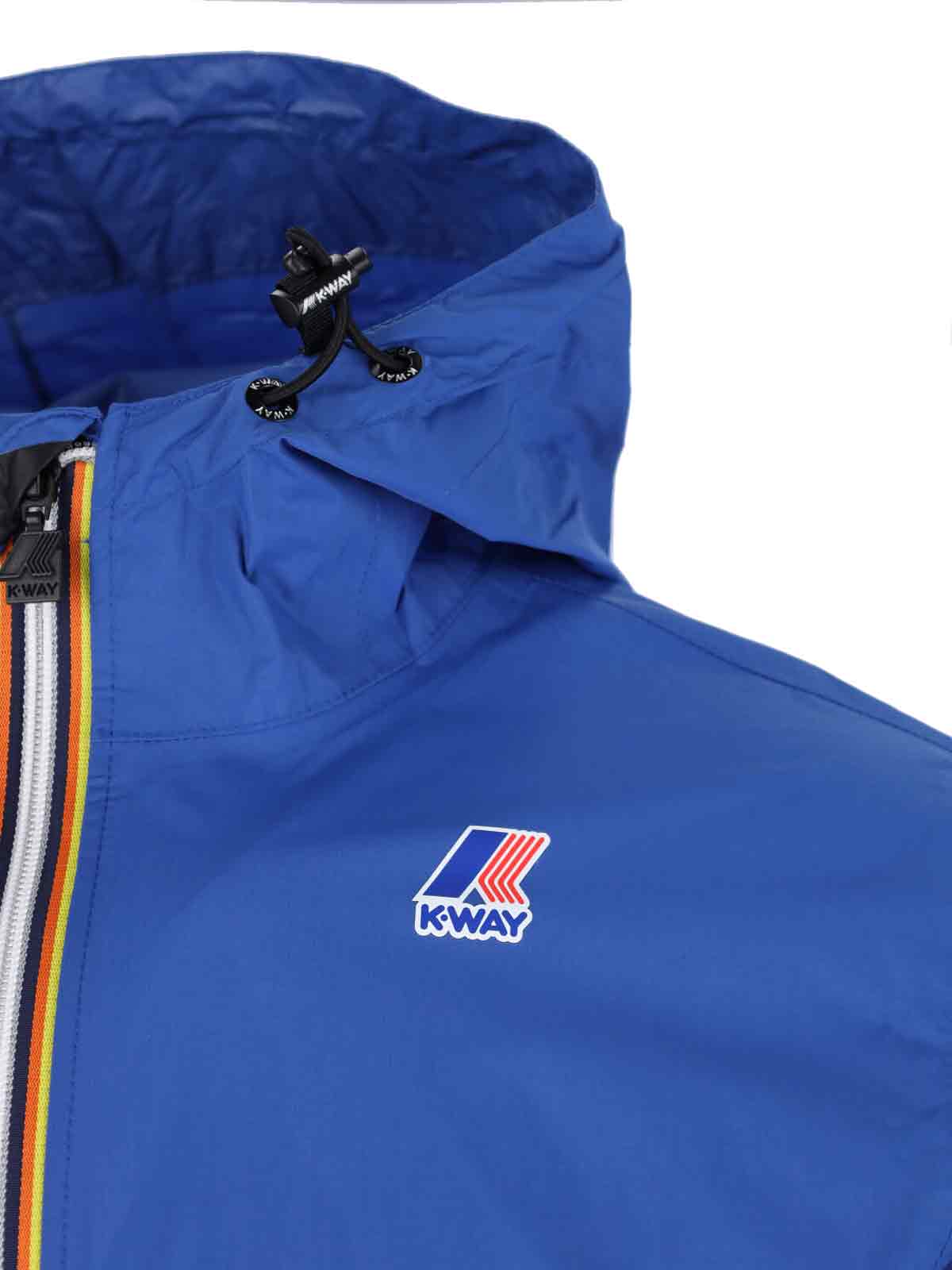 K-way Hooded Jacket With Adjustable Drawstring And Pockets In Blue