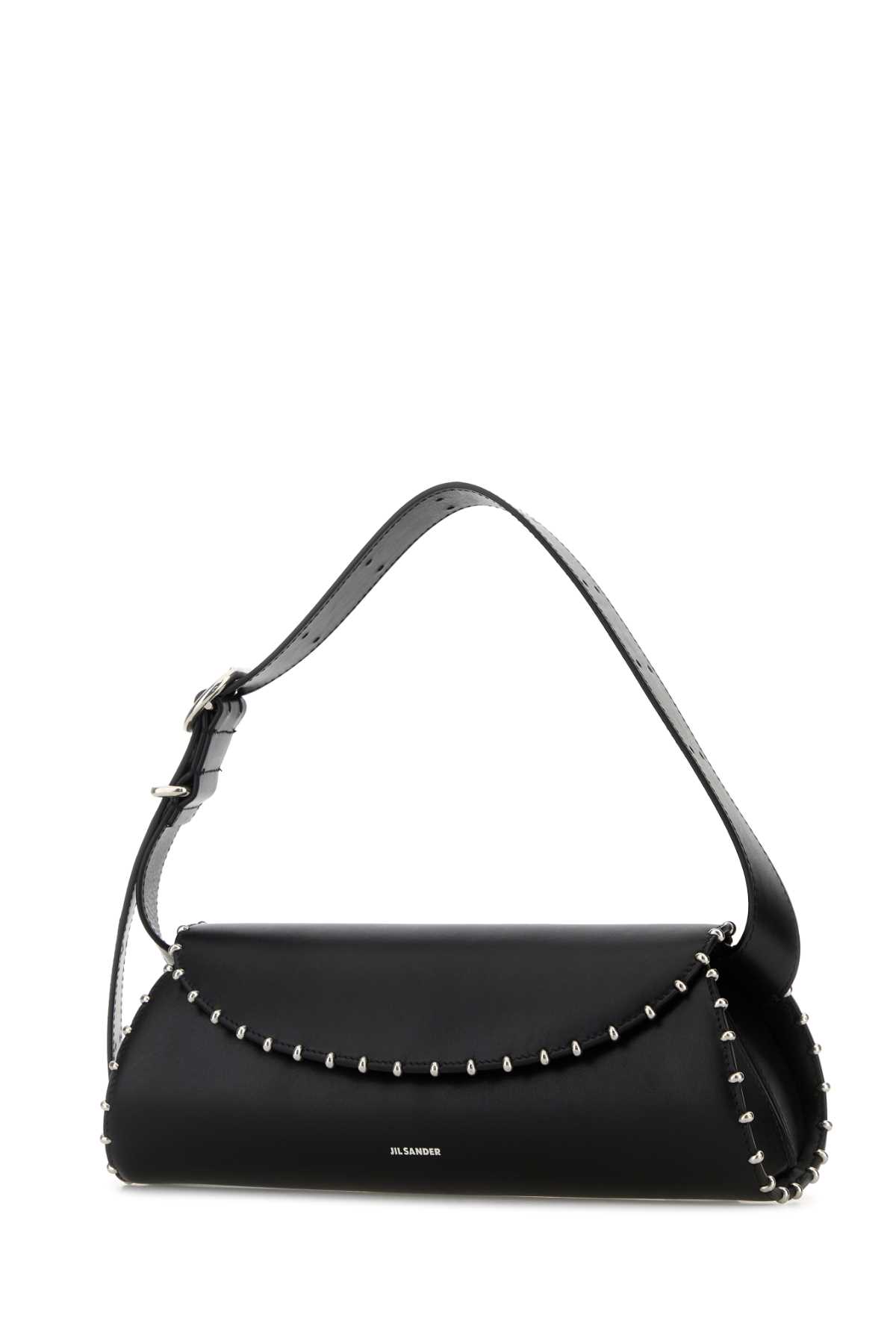 Jil Sander Black Leather Cannolo Crossbody Bag In Black