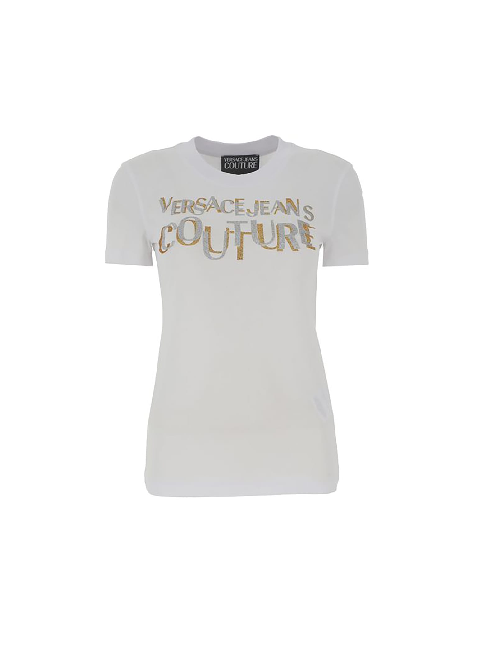 Versace Jeans Couture Cotton T-shirt With Glitter Logo