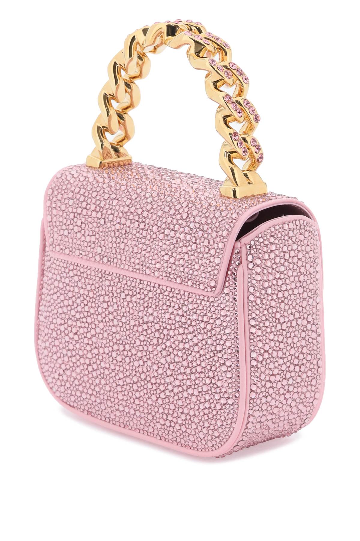 Shop Versace La Medusa Handbag With Crystals In Pale Pink  Gold (pink)