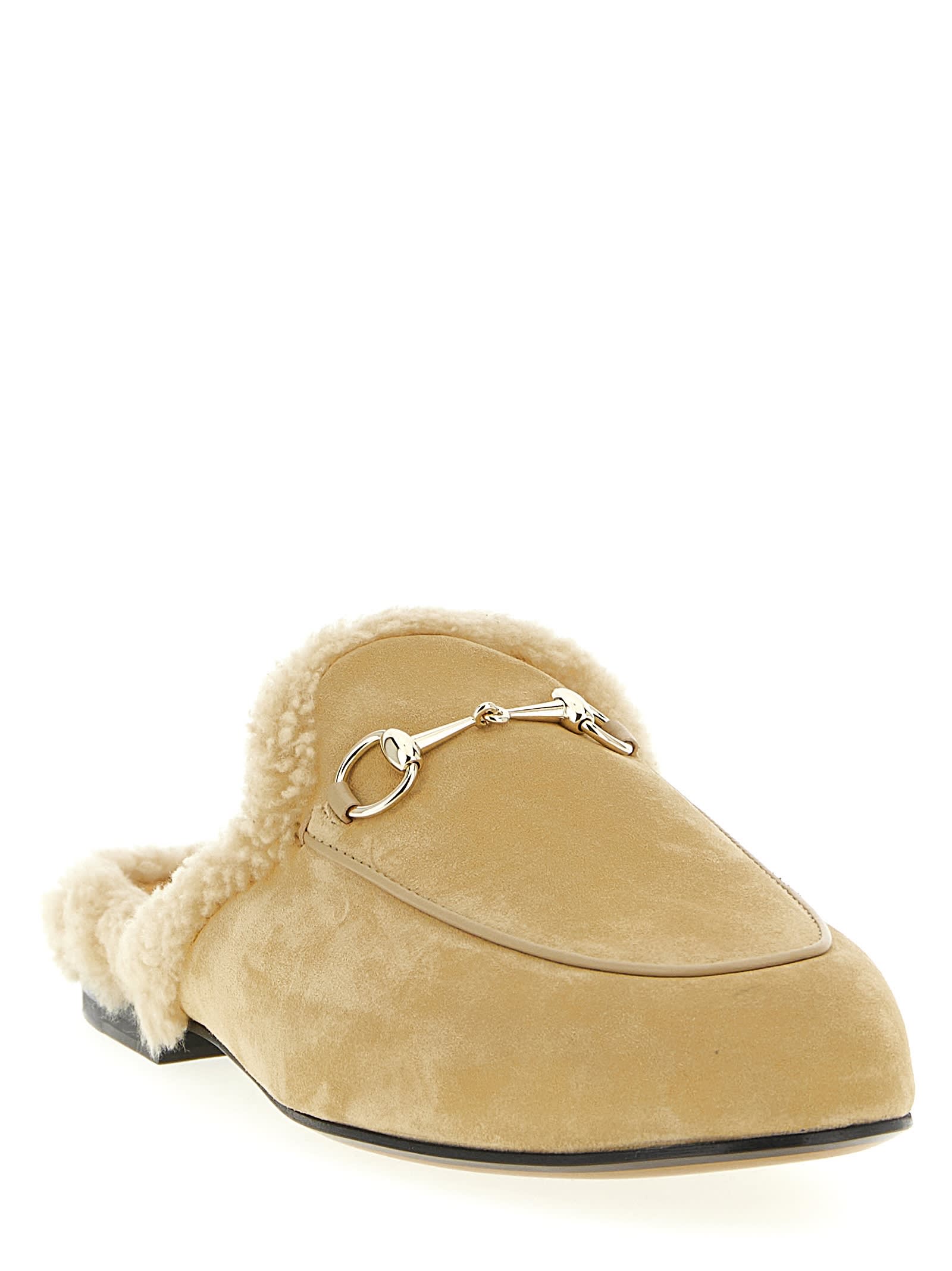 Gucci Round Toe Flat Sole Metal Hardware Slippers In Animal Print