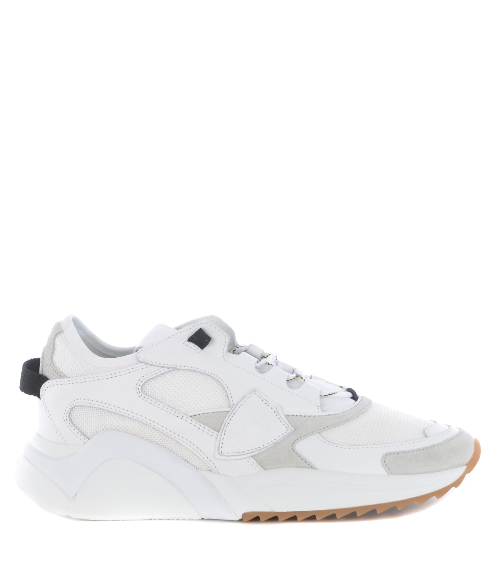 Philippe Model Eze Low Sneakers In White Leather And Fabric In Bianco ...