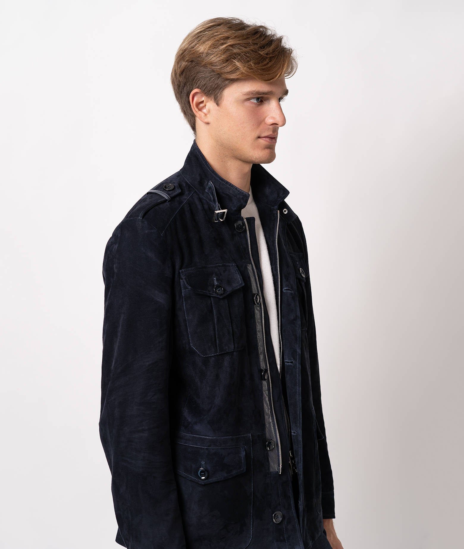 Larusmiani Devon Sahariana Jacket Leather Jacket In Blue