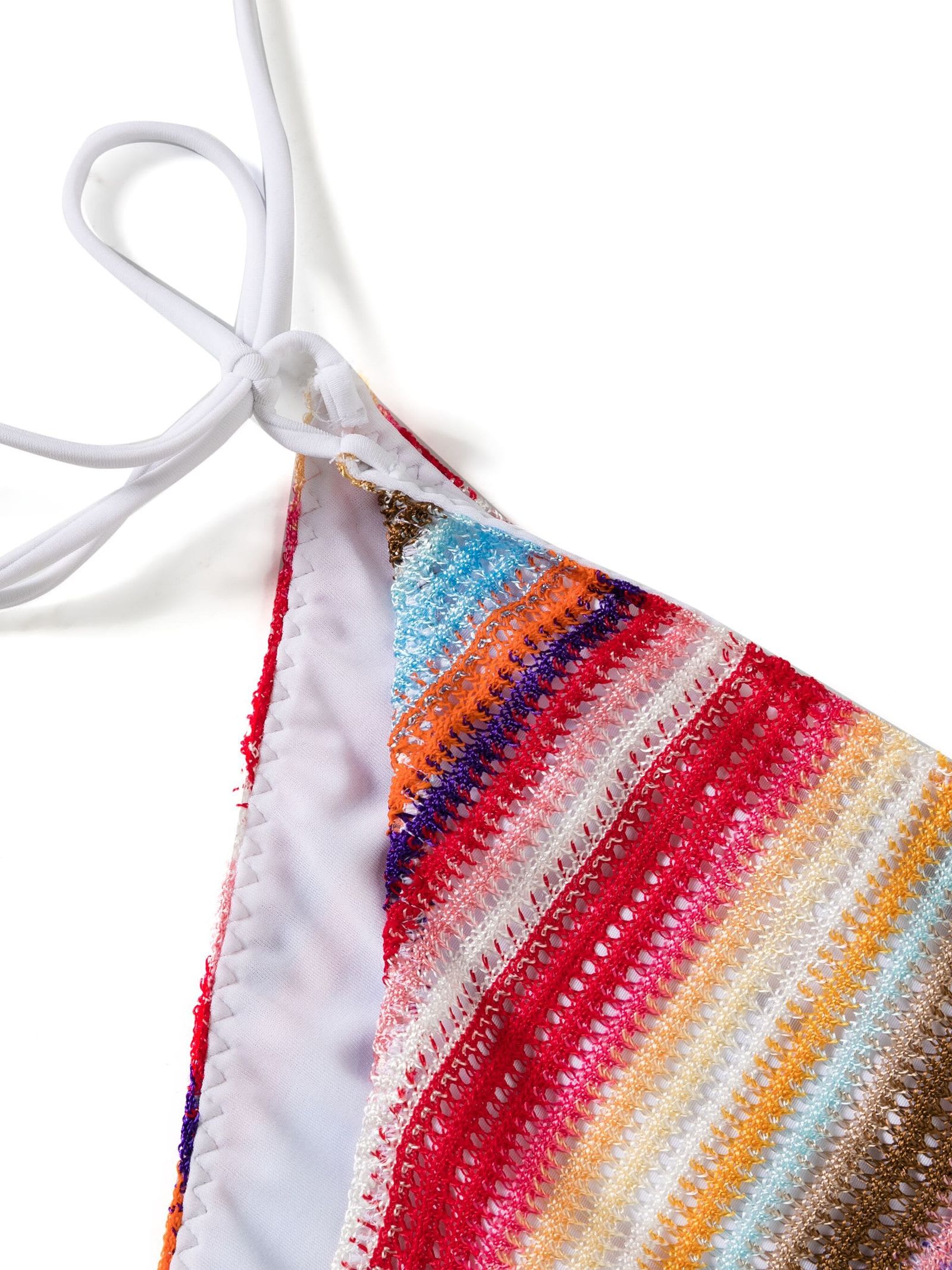 Shop Missoni Striped Open-knit Bikini In Multicolour