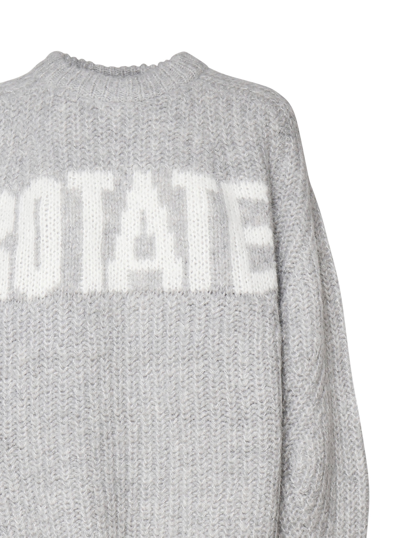 Shop Rotate Birger Christensen Knitted Logo Sweatshirt In Opal Gray