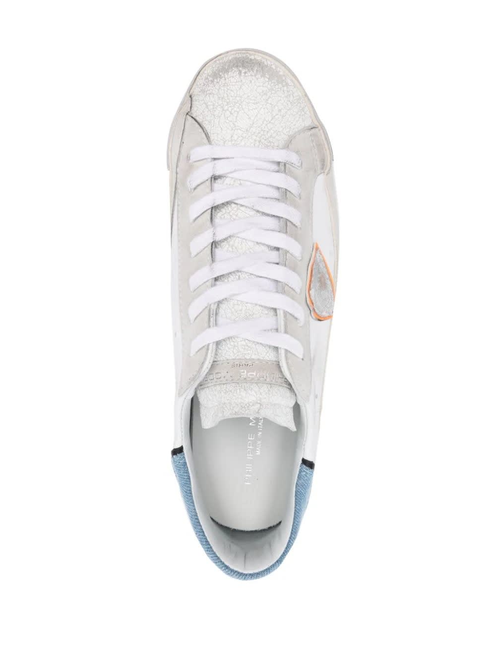 Shop Philippe Model Prsx Low Sneakers - White And Light Blue