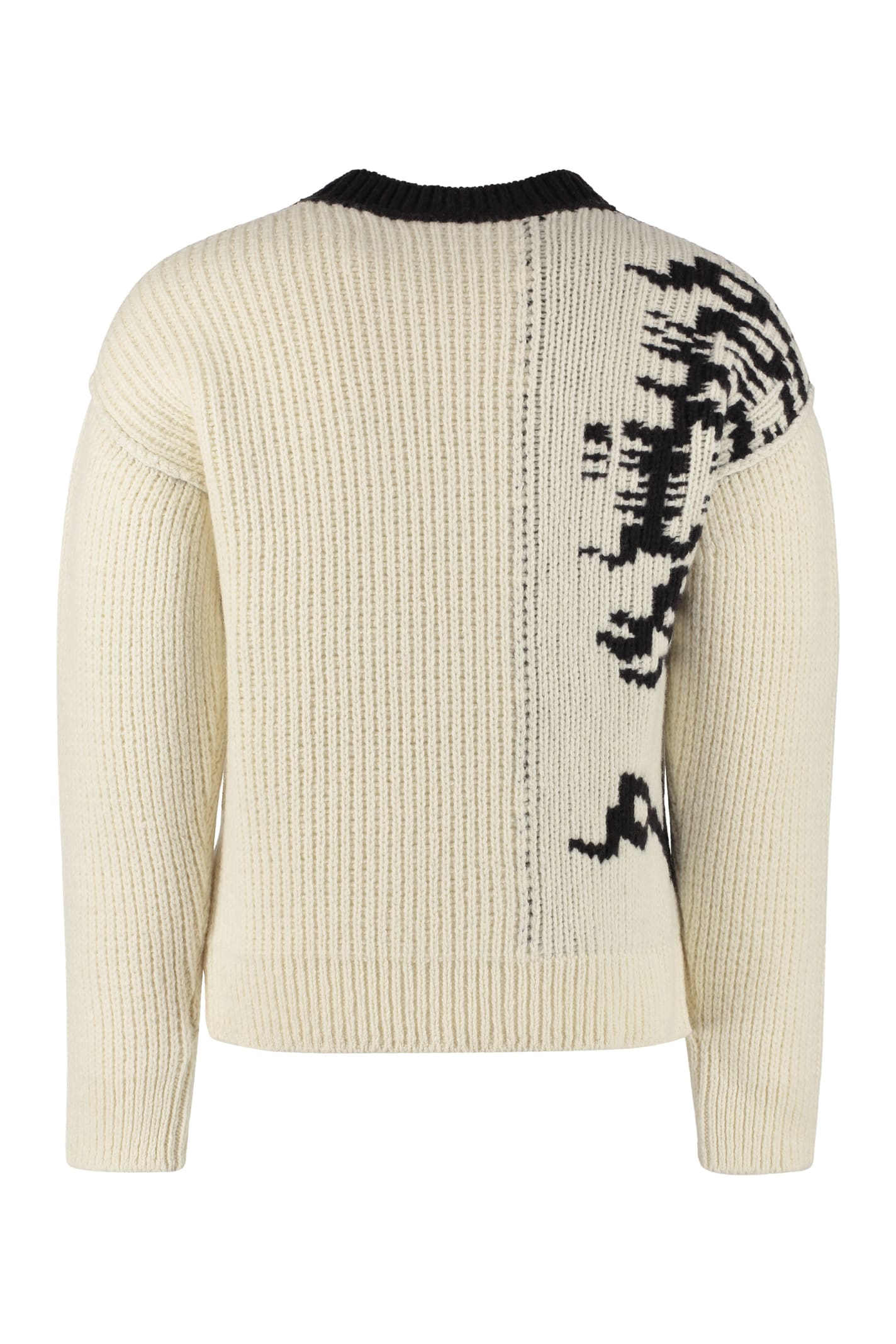 Shop Bottega Veneta Crew-neck Wool Sweater In Ivory