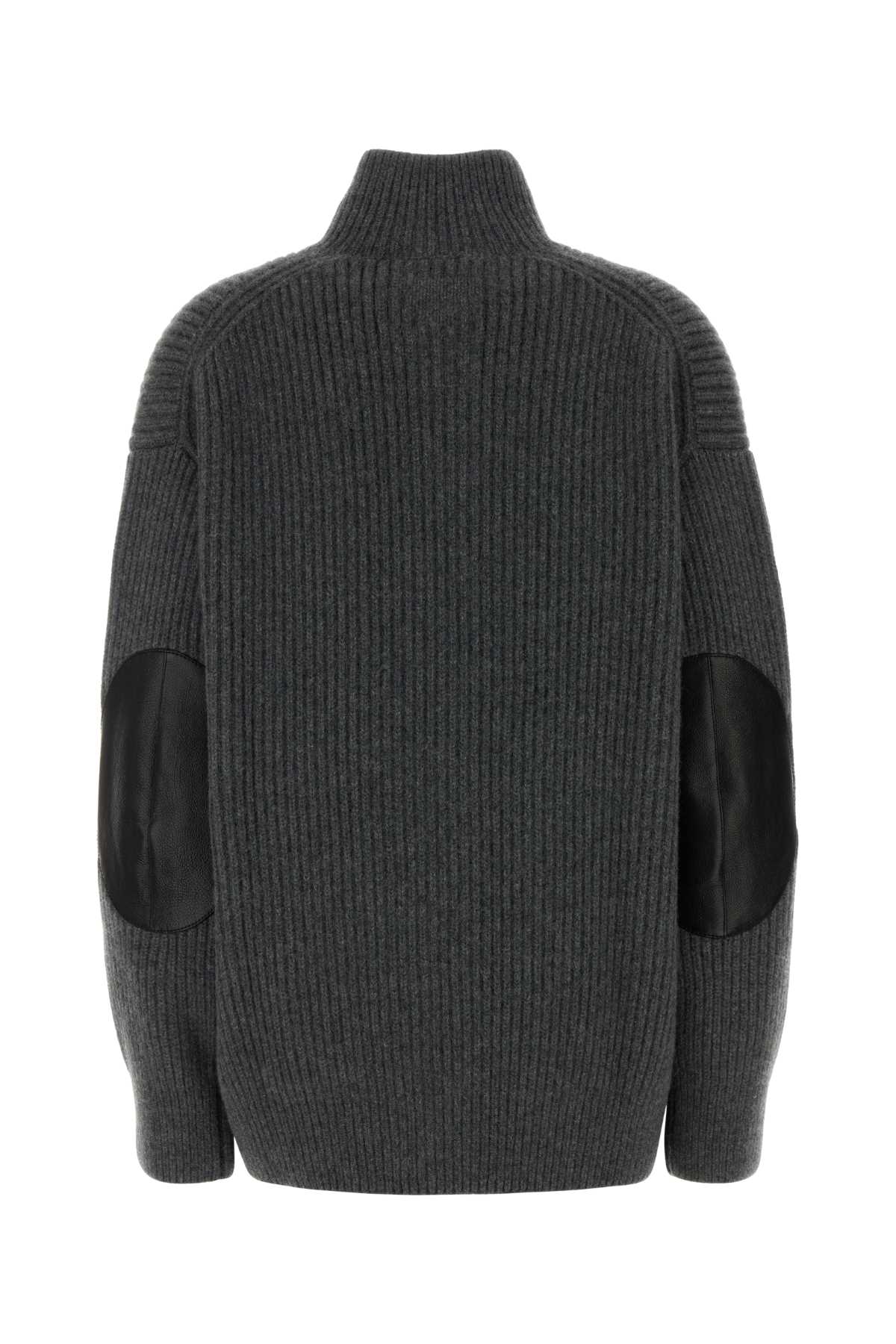 Prada Oversize Cashmere Cardigan Featuring Elbow Patches In Gray