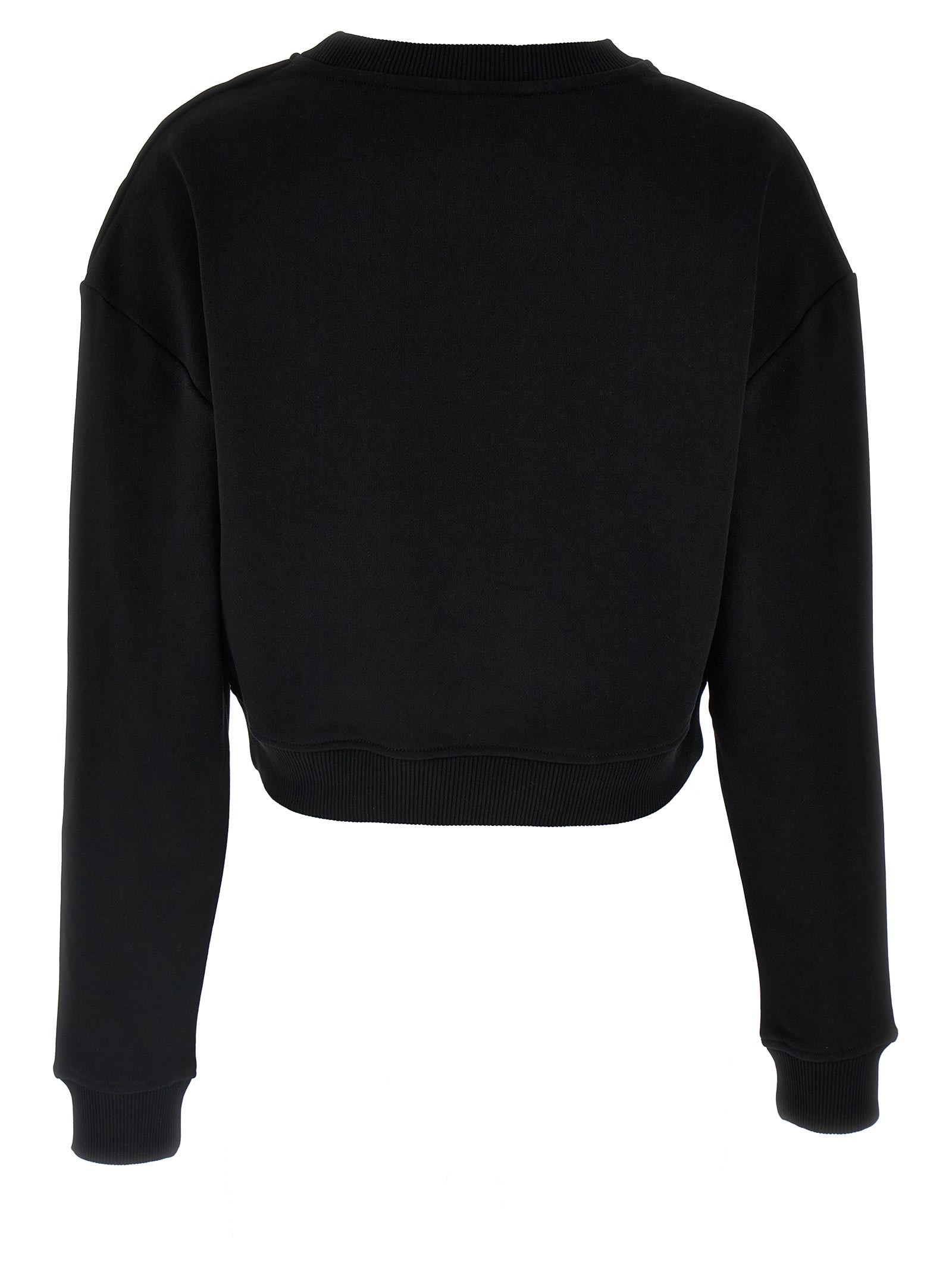 Balmain Women Logo Organic Cotton Cropped Sweatshirt In White/black