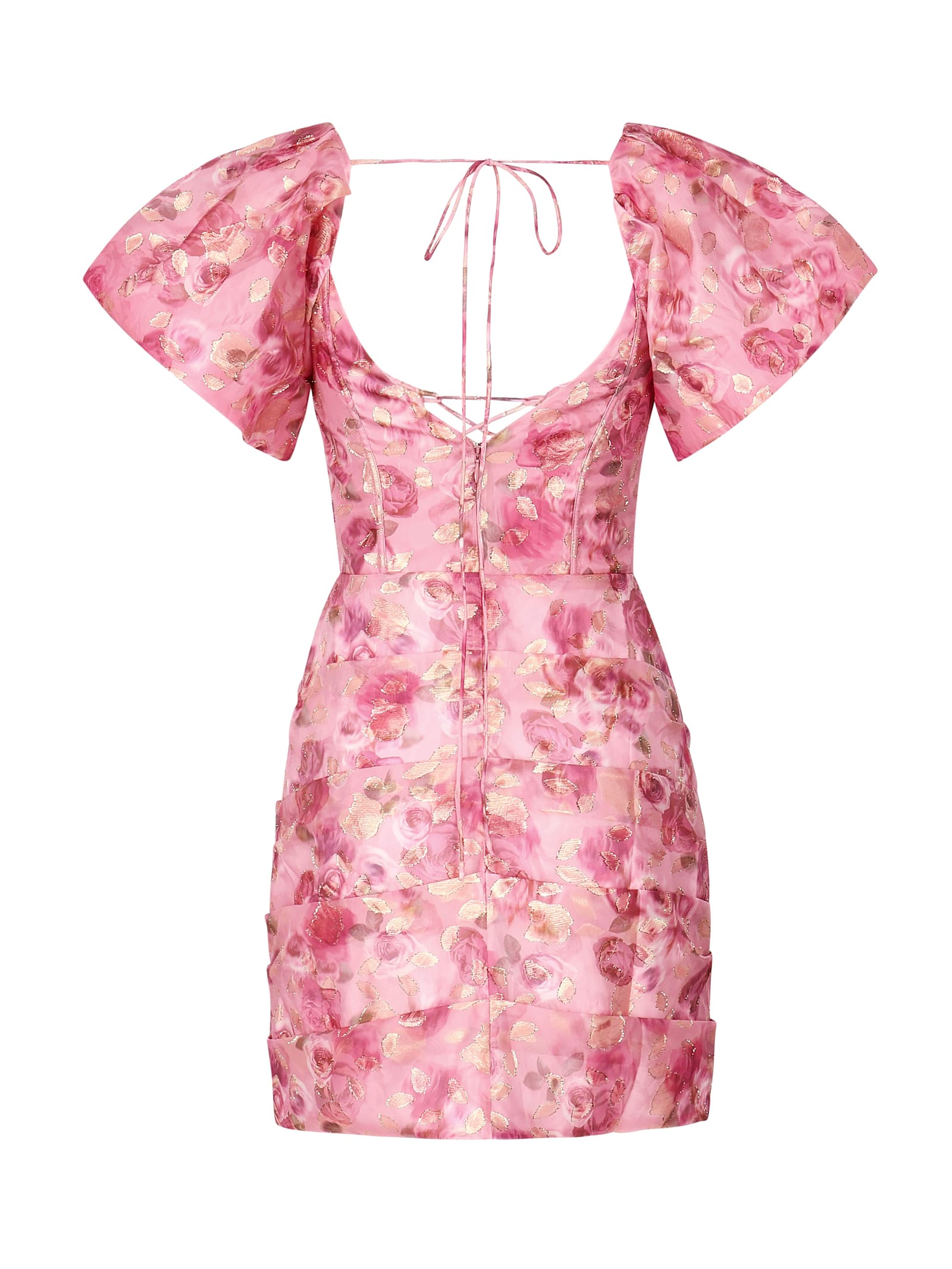 For Love & Lemons Mini Dress With Blurred Roses In Pink