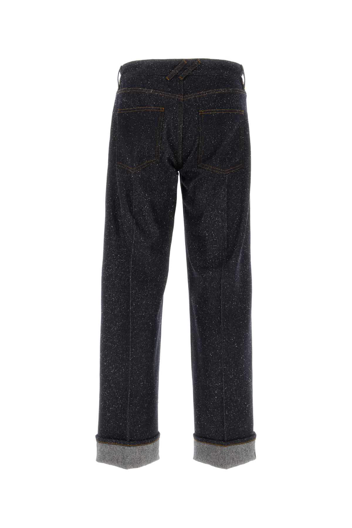 Burberry Denim Trousers With Contrast Stitching And Rolled Cuffs In Indigo
