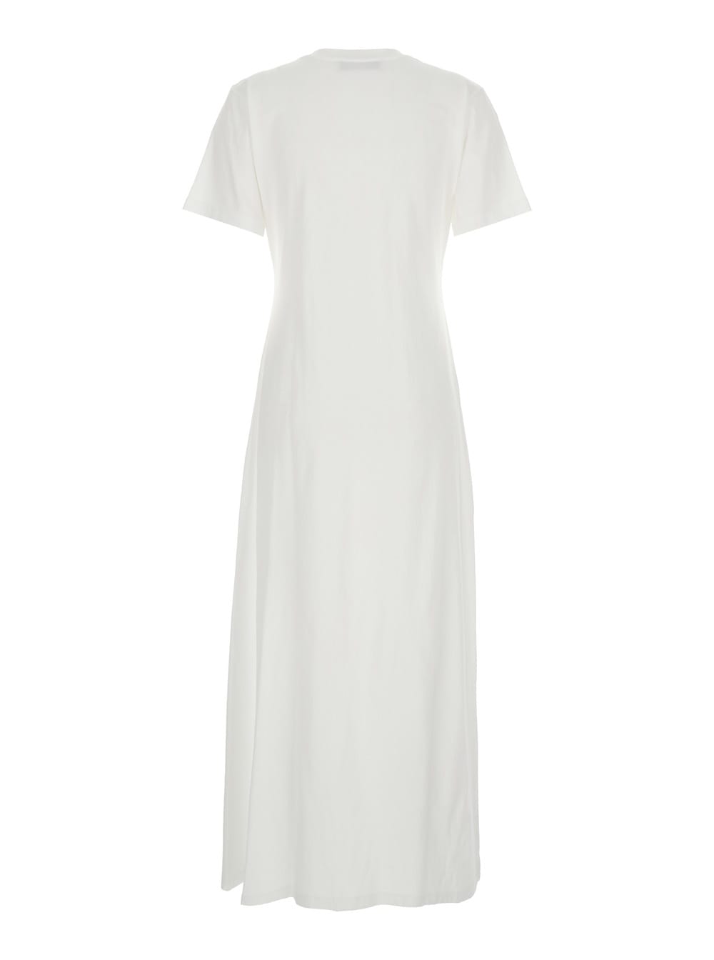 Jucca White Dress With Round Neck And Front Single Slit
