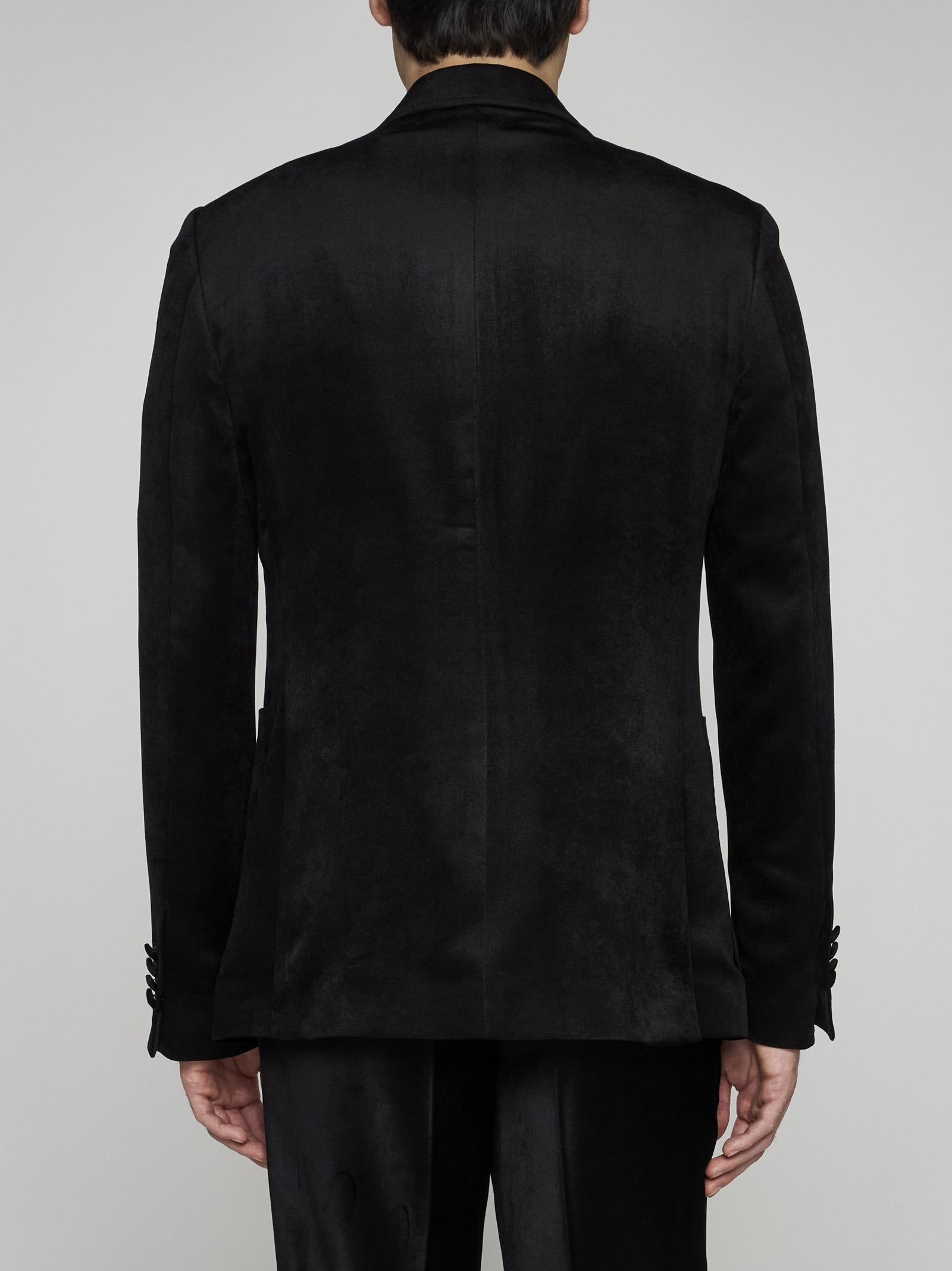 Shop Lardini Velvet Single-breasted Blazer In Black