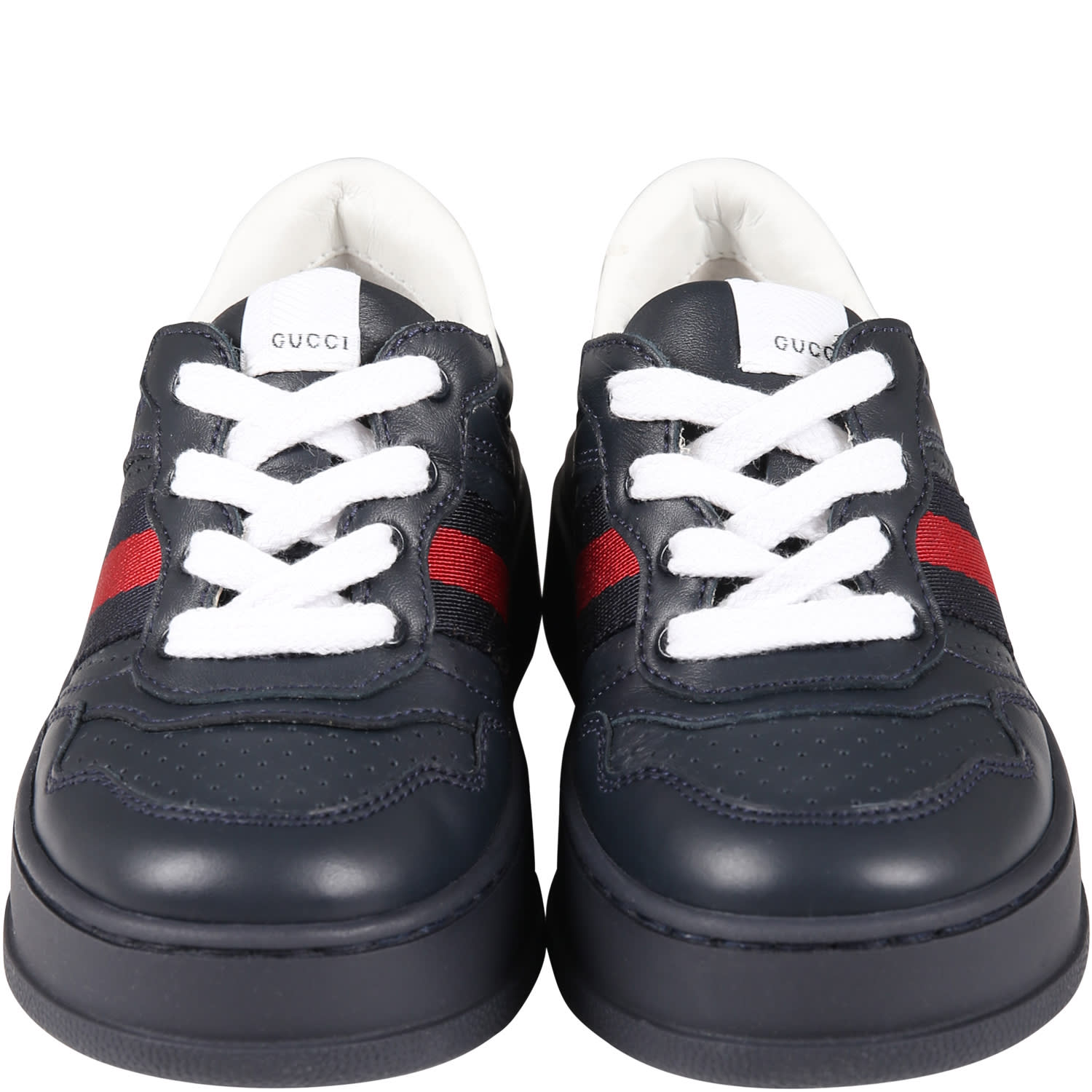 Shop Gucci Blue Sneakers For Boy With Web