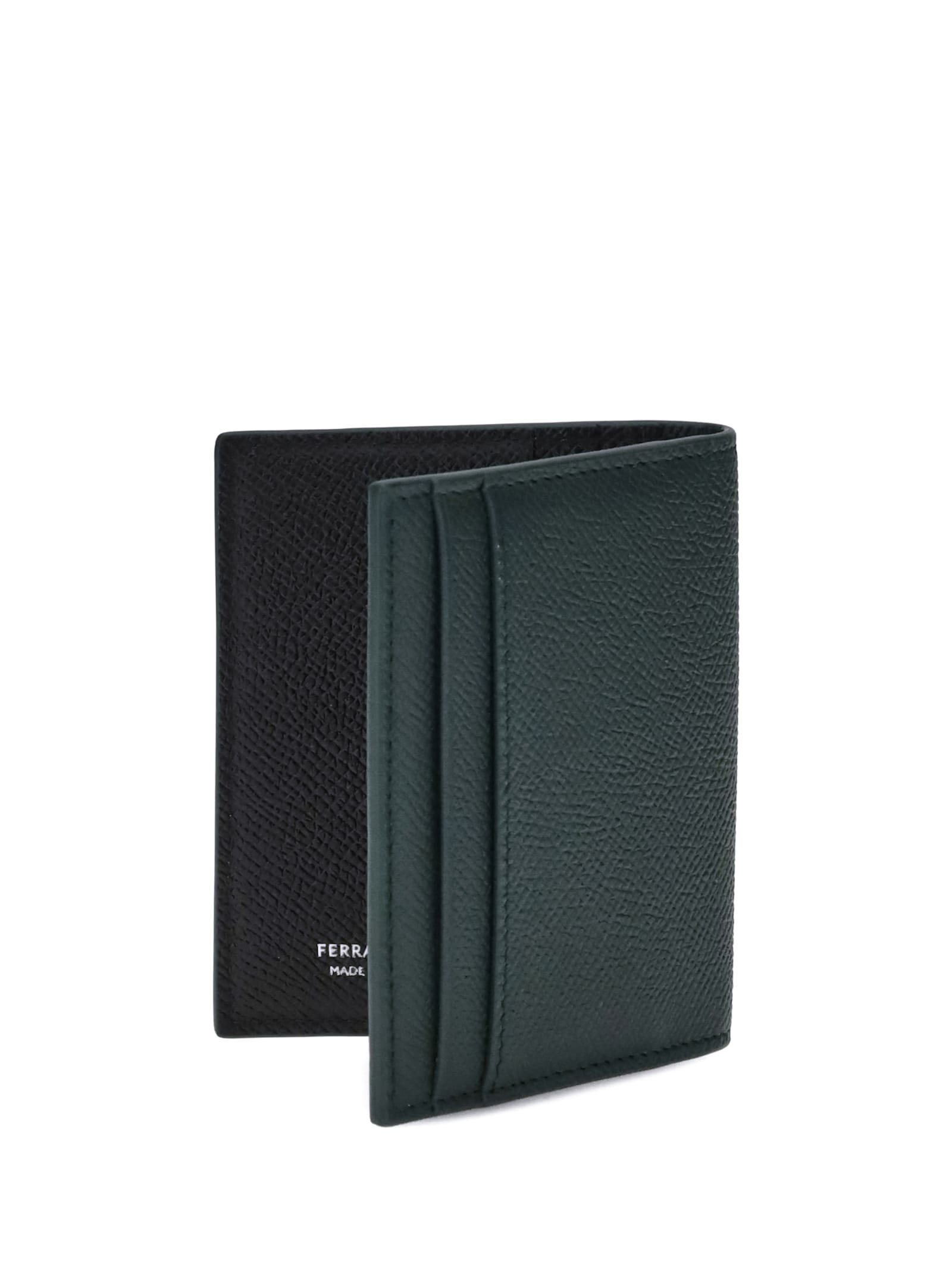 Ferragamo Leather Card Holder In Green