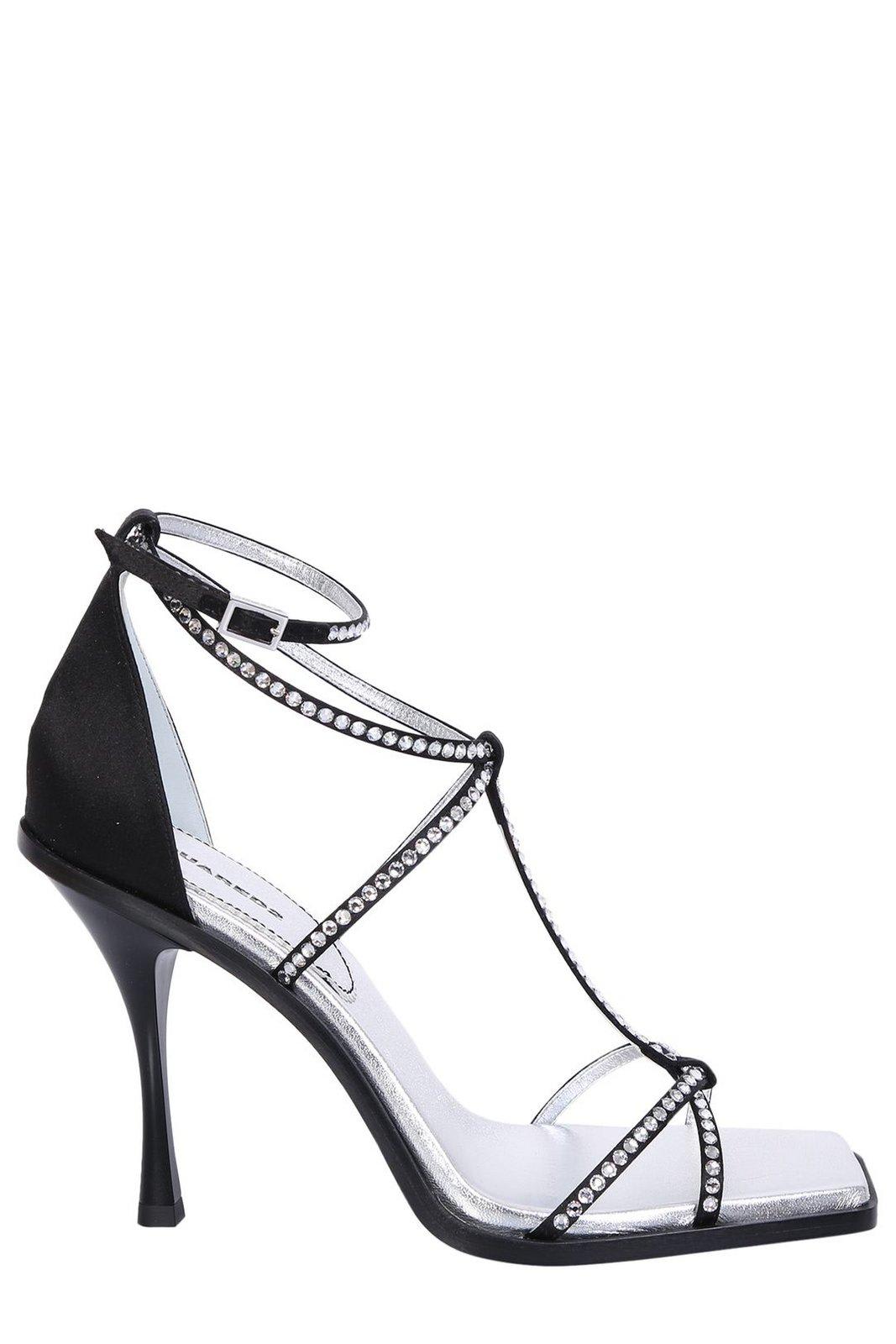 Shop Dsquared2 Embellished Open Toe Sandals In Black/silver