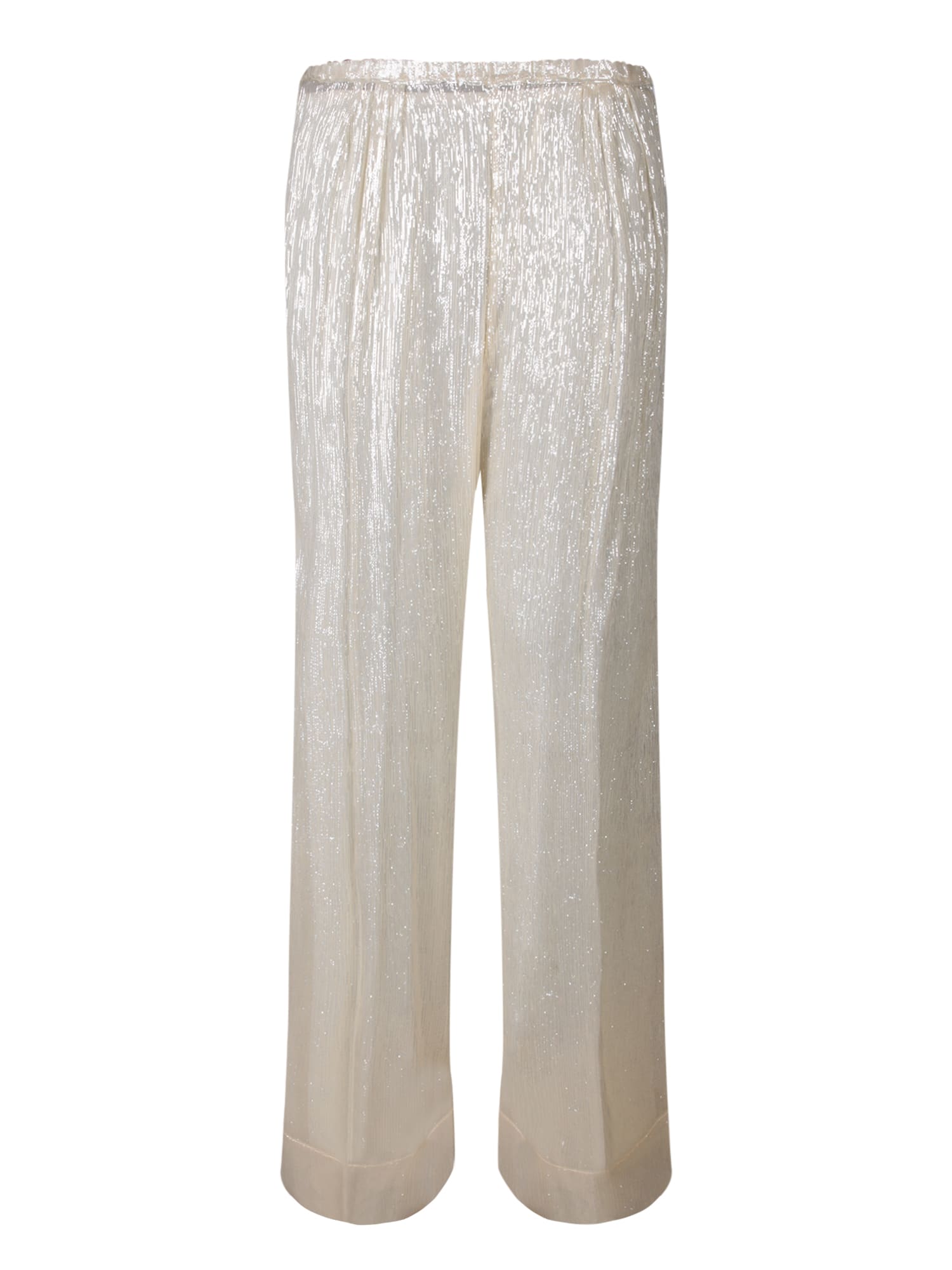 Forte_Forte Lurex Ivory Trousers