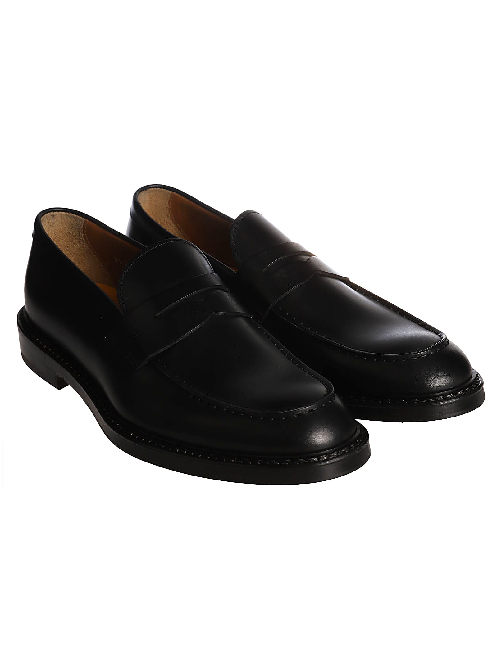 Shop Doucal's Penny Loafers In Nero/fondo Nero