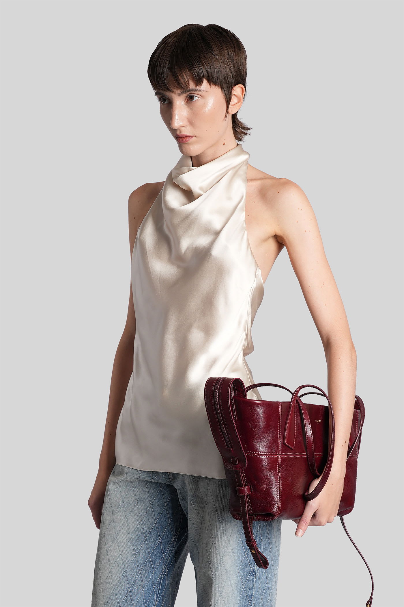 Balmain Topwear In Beige Silk In White