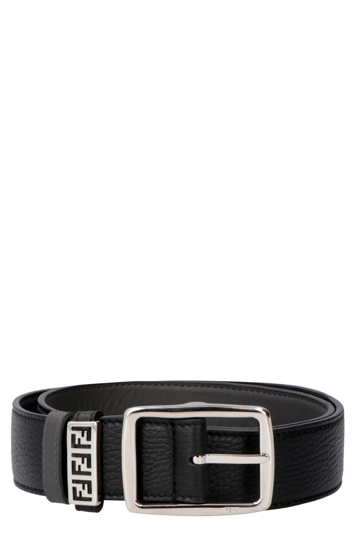 Fendi Reversible Leather Belt In Black