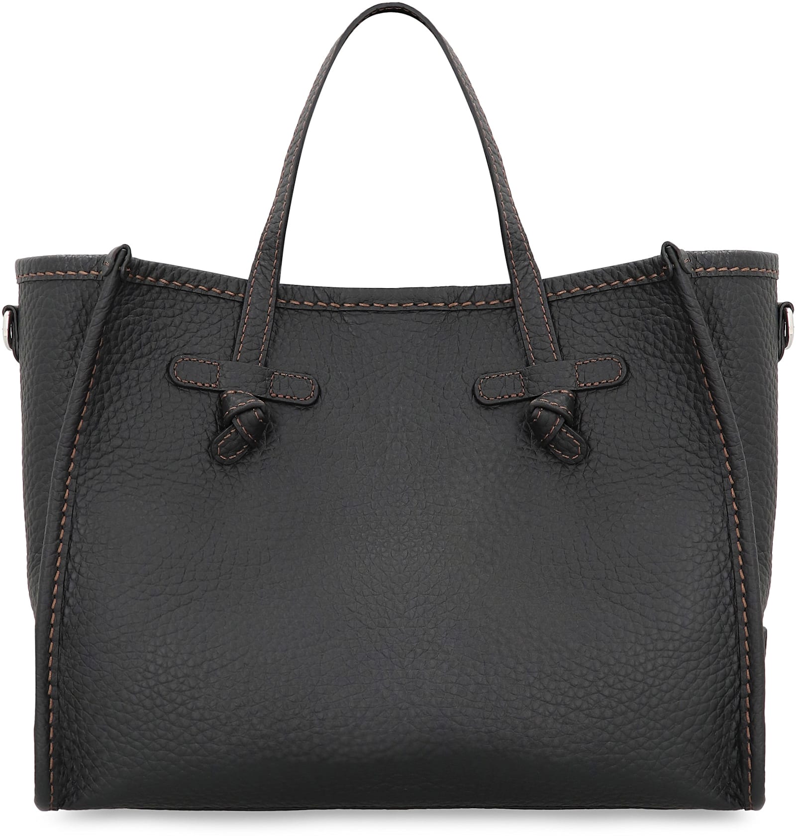 Shop Gianni Chiarini Miss Marcella 32 Smooth Leather Tote Bag In Black