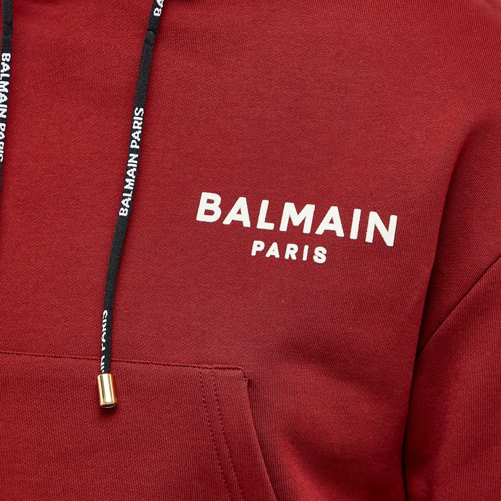 Shop Balmain Cotton Hooded Sweatshirt In Red