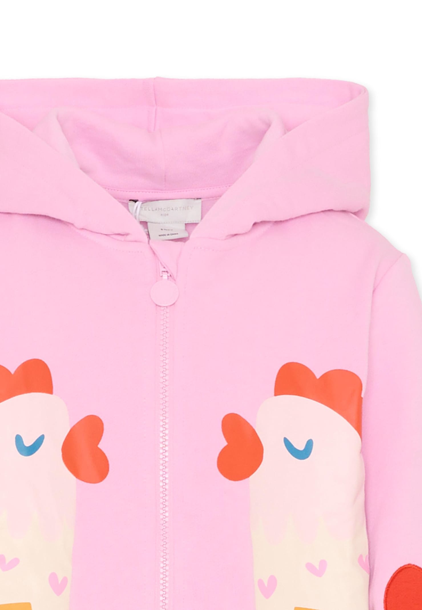 Stella Mccartney Pink Sweatshirt For Girl With Hens In Pink
